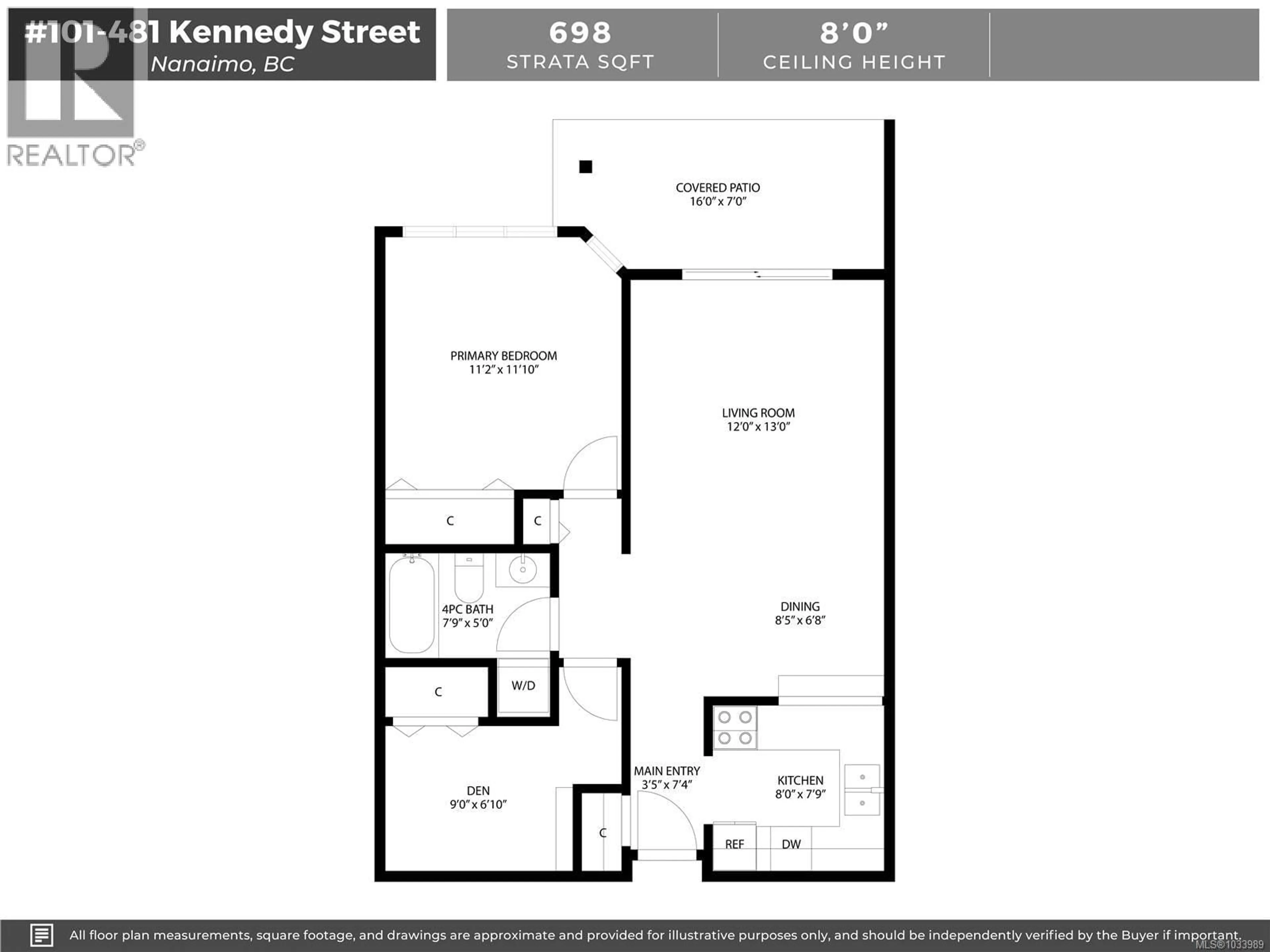 Floor plan for 101 - 481 KENNEDY STREET, Nanaimo British Columbia V9R2J4