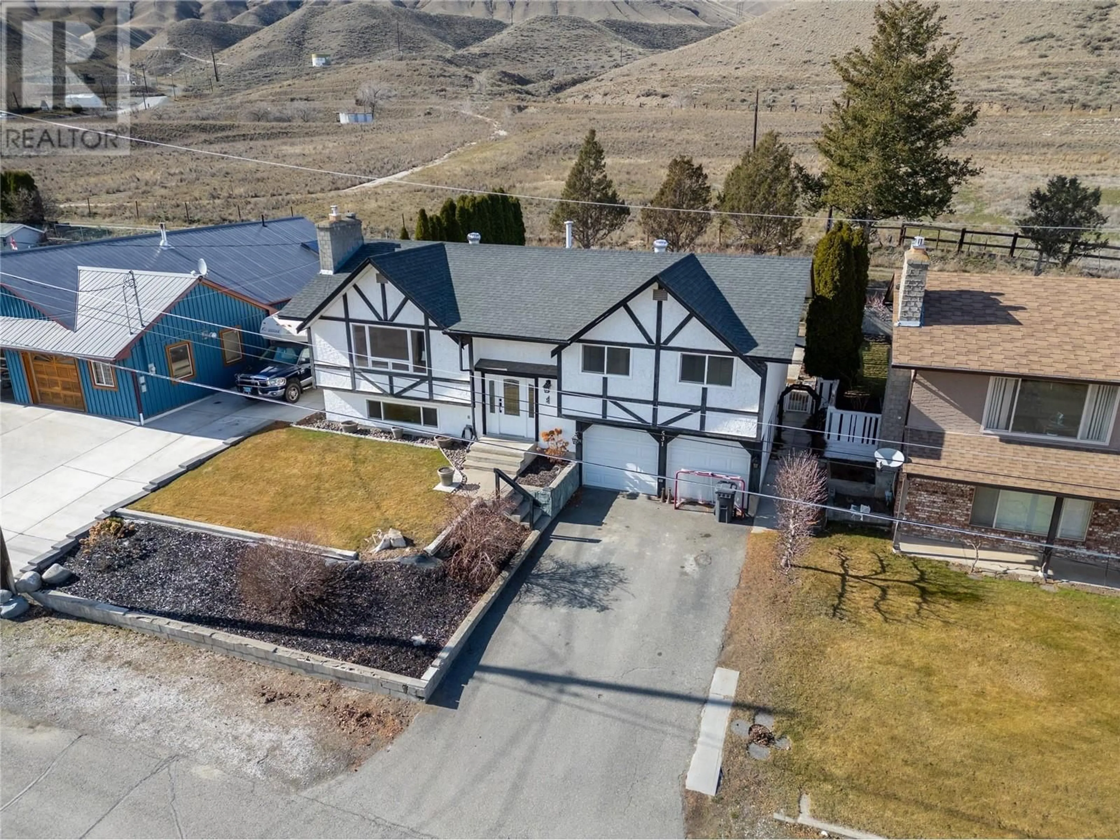 A pic from outside/outdoor area/front of a property/back of a property/a pic from drone, mountain view for 531 PINE STREET, Ashcroft British Columbia V0K1A0