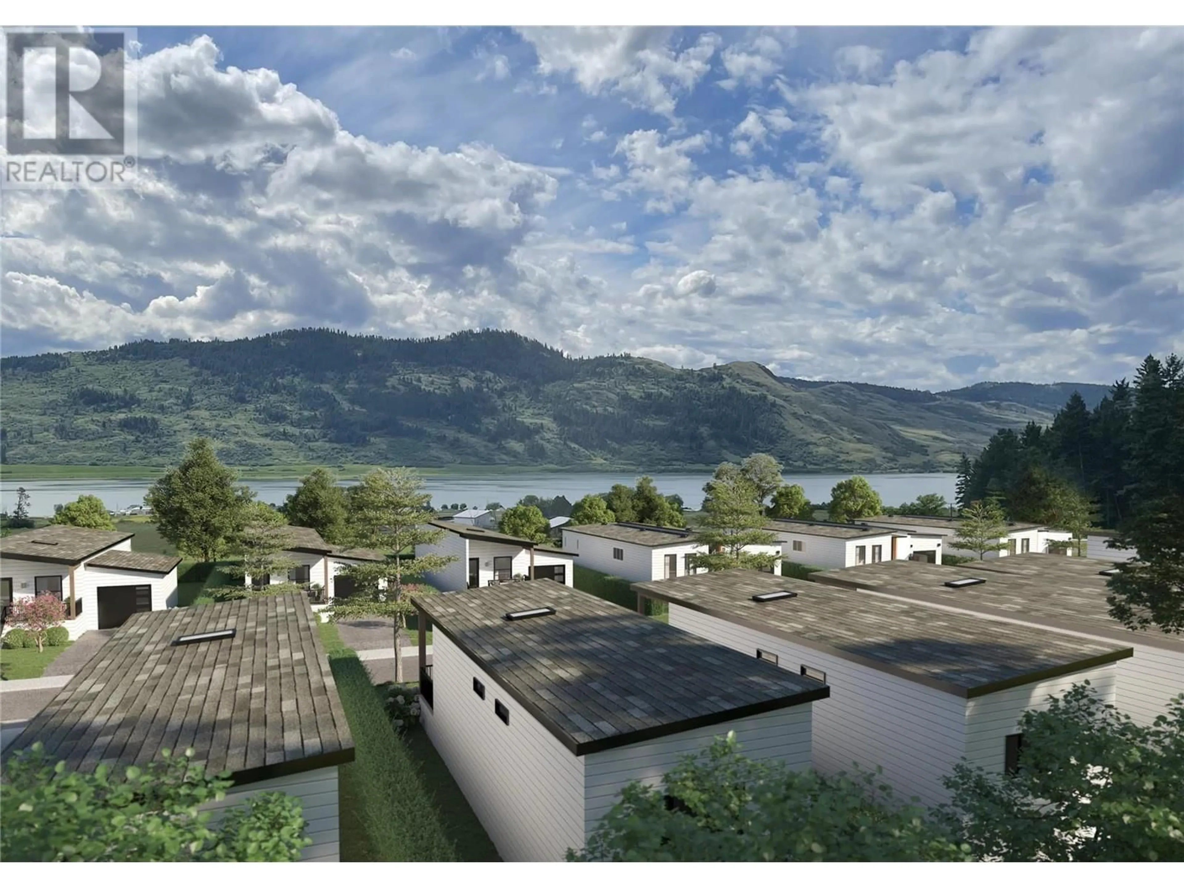 A pic from outside/outdoor area/front of a property/back of a property/a pic from drone, mountain view for 1 - 12204 WESTSIDE ROAD, Vernon British Columbia V1H2A4