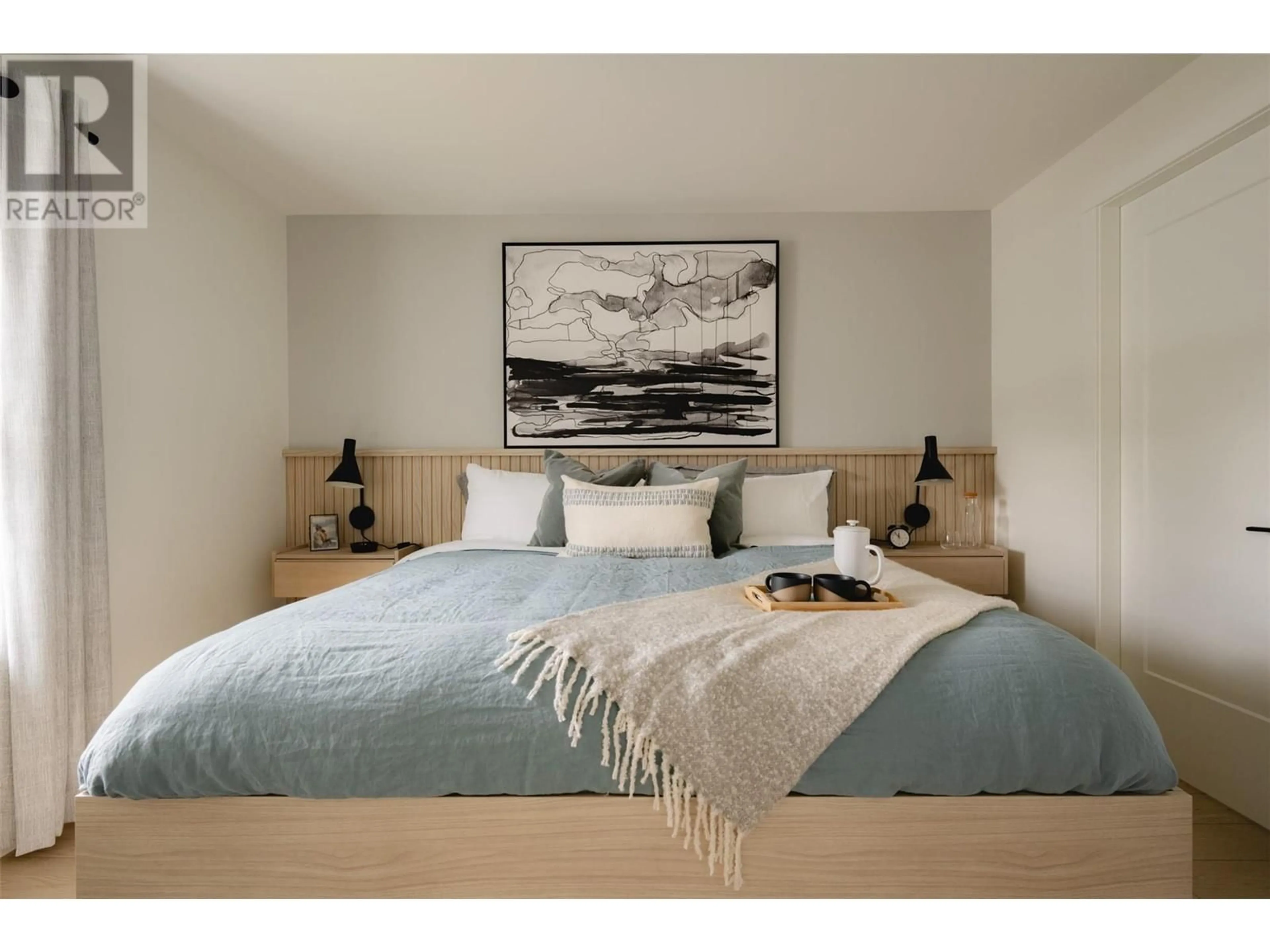 Bedroom with bed, wood/laminate floor for 7 - 1308 CEDAR STREET, Okanagan Falls British Columbia V0H1R4