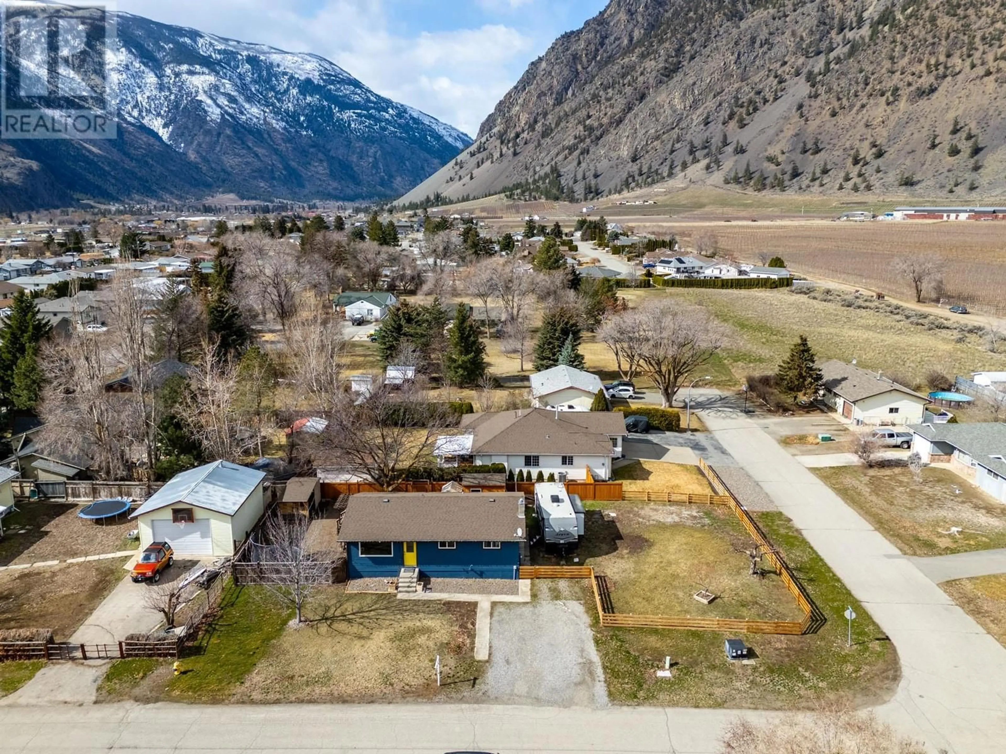 A pic from outside/outdoor area/front of a property/back of a property/a pic from drone, mountain view for 101 RICHTER STREET, Keremeos British Columbia V0X1N2