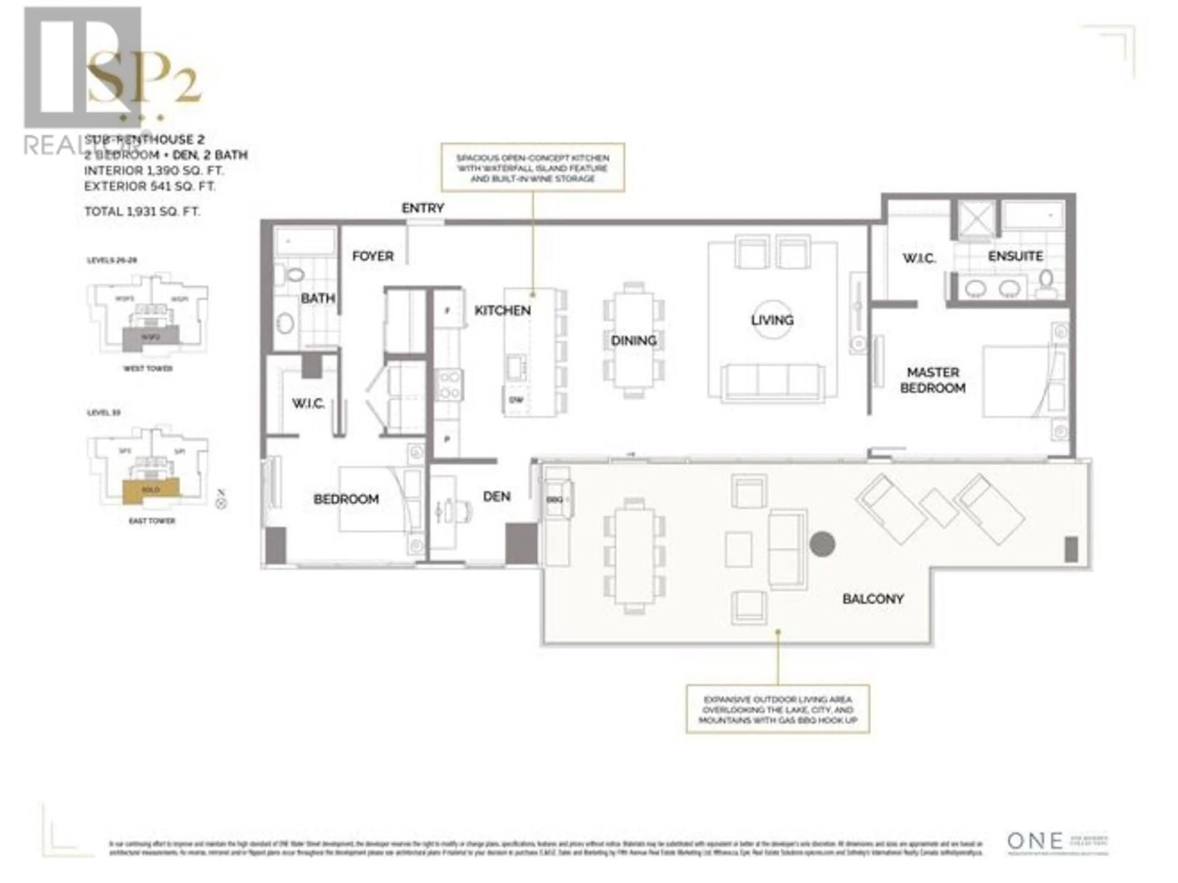 Floor plan for 2802 - 1181 SUNSET DRIVE, Kelowna British Columbia V1Y0L4