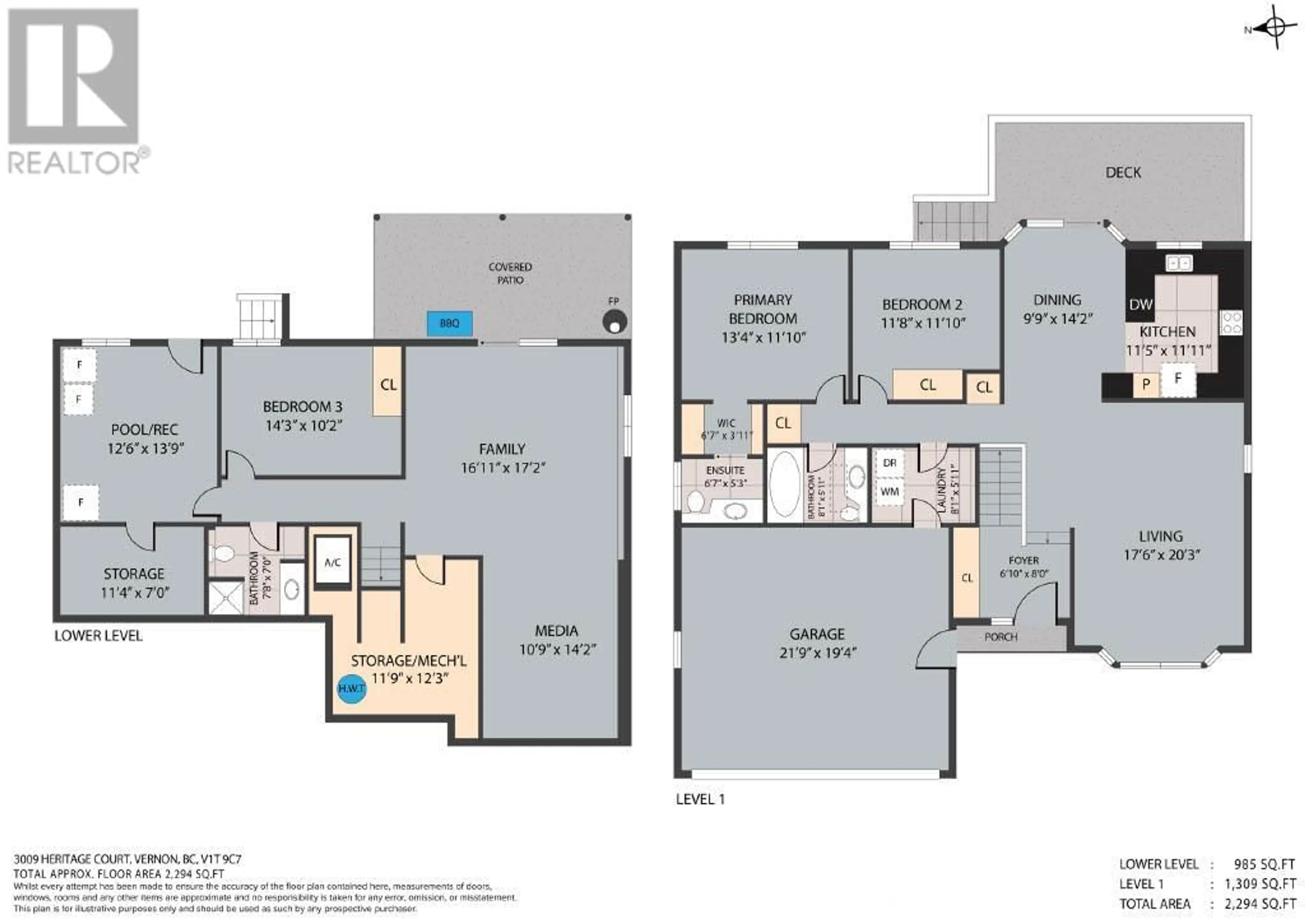 Floor plan for 3009 HERITAGE COURT, Vernon British Columbia V1T9C7