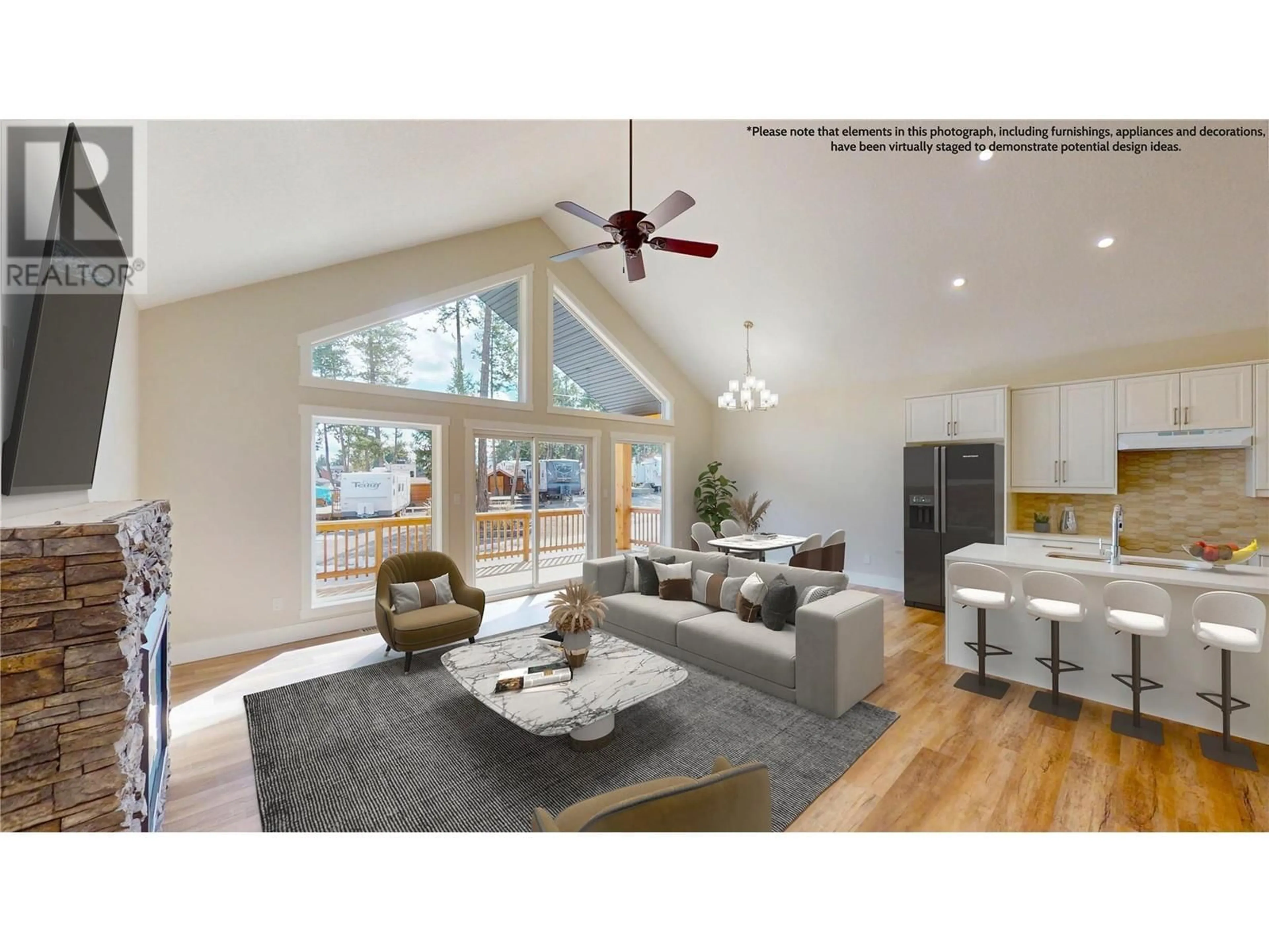 Living room with furniture, wood/laminate floor for 118 - 4868 RIVERVIEW DRIVE, Edgewater British Columbia V0A1E0