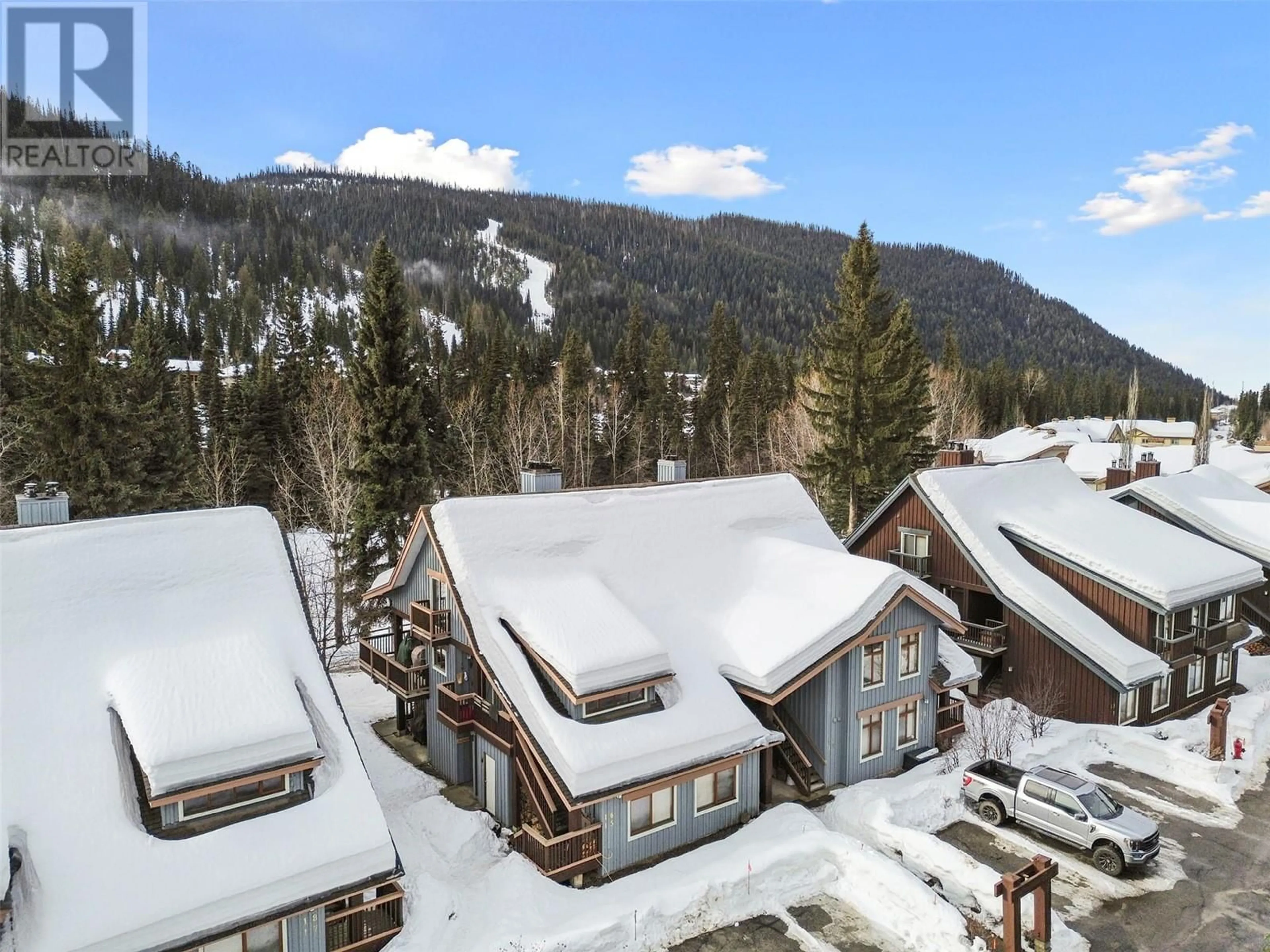 A pic from outside/outdoor area/front of a property/back of a property/a pic from drone, mountain view for 15 - 2140 SUN PEAKS ROAD, Sun Peaks British Columbia V0E5N0