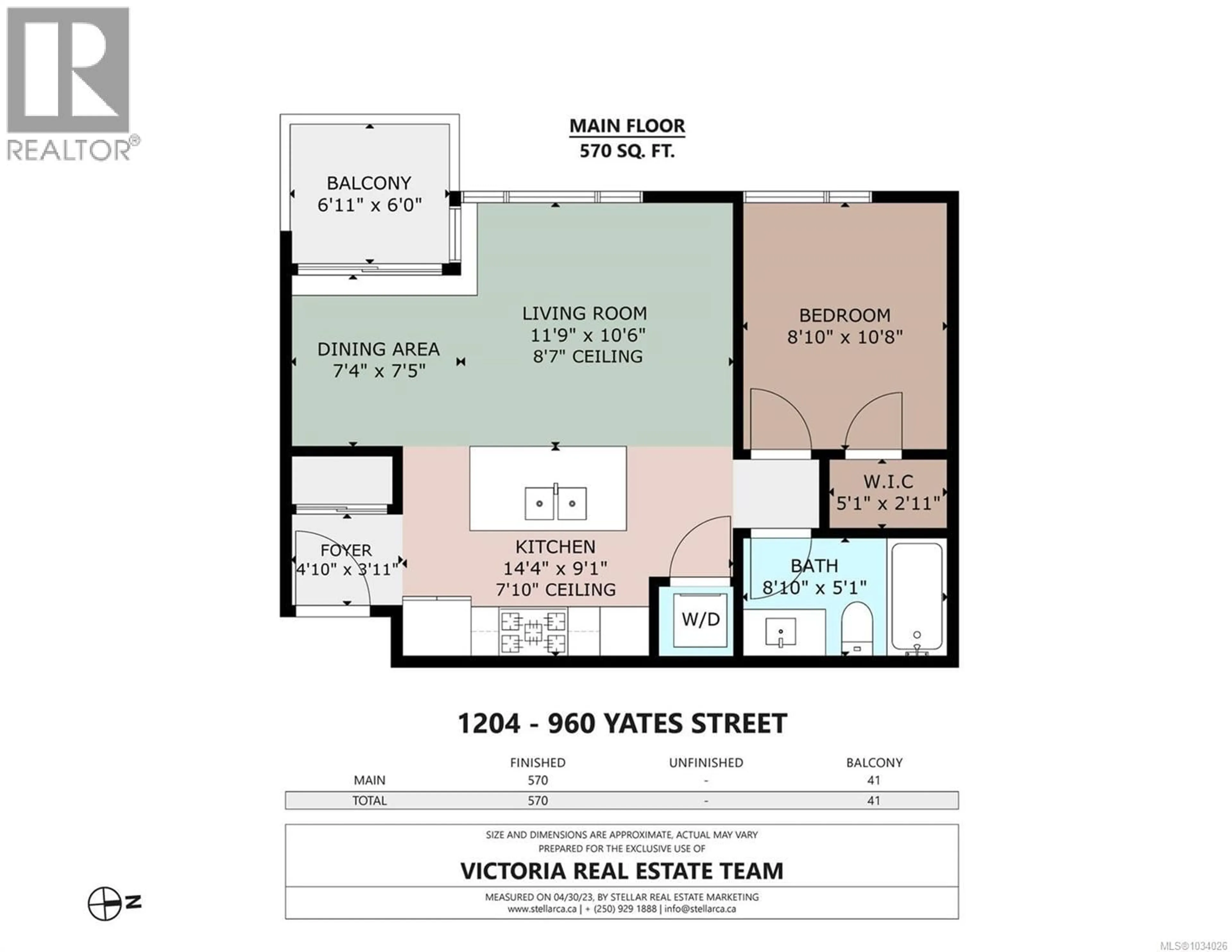 Floor plan for 1204 - 960 YATES STREET, Victoria British Columbia V8V3M3