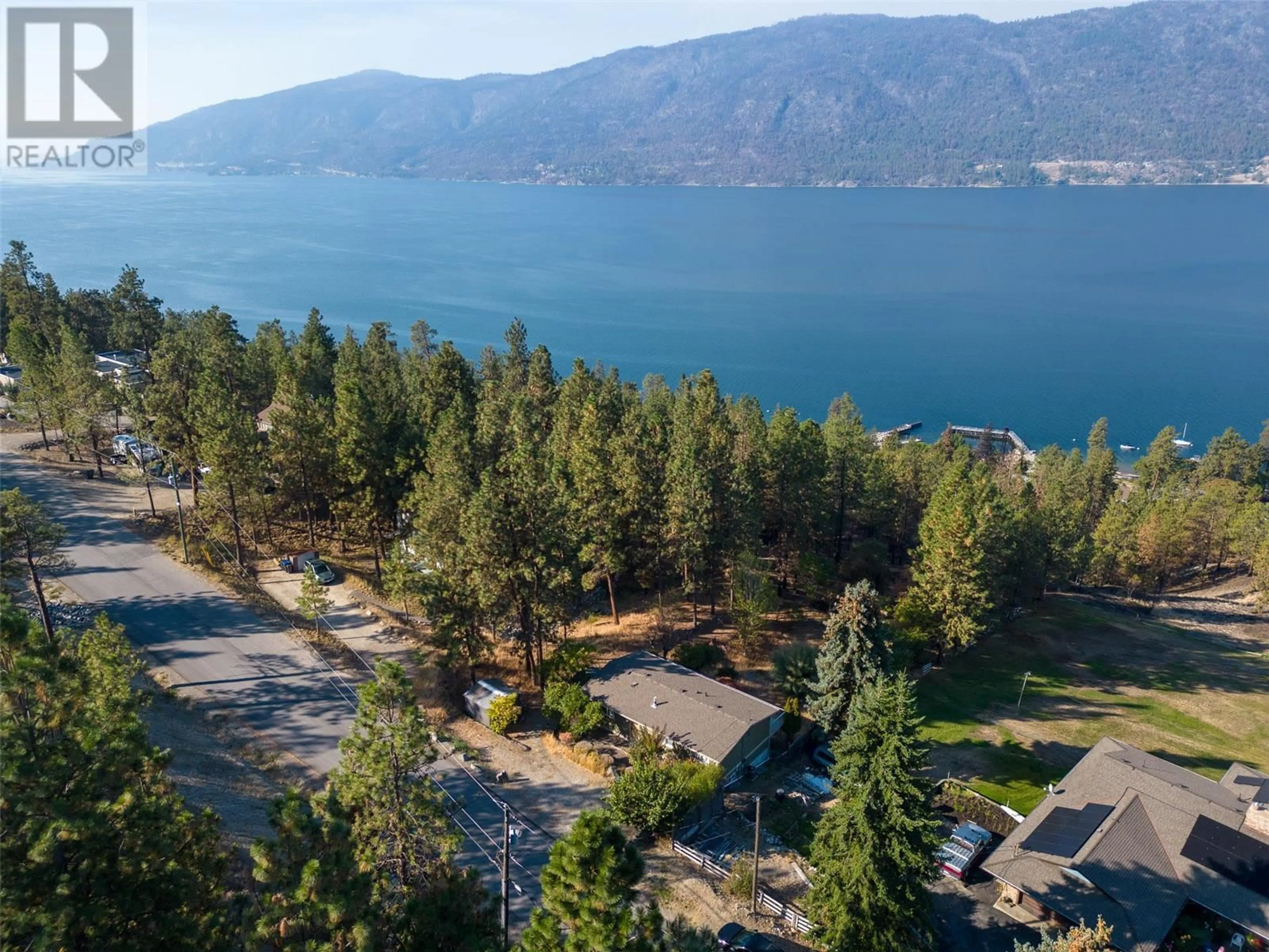 A pic from outside/outdoor area/front of a property/back of a property/a pic from drone, water/lake/river/ocean view for 10914 HARE ROAD, Lake Country British Columbia V4V2H6