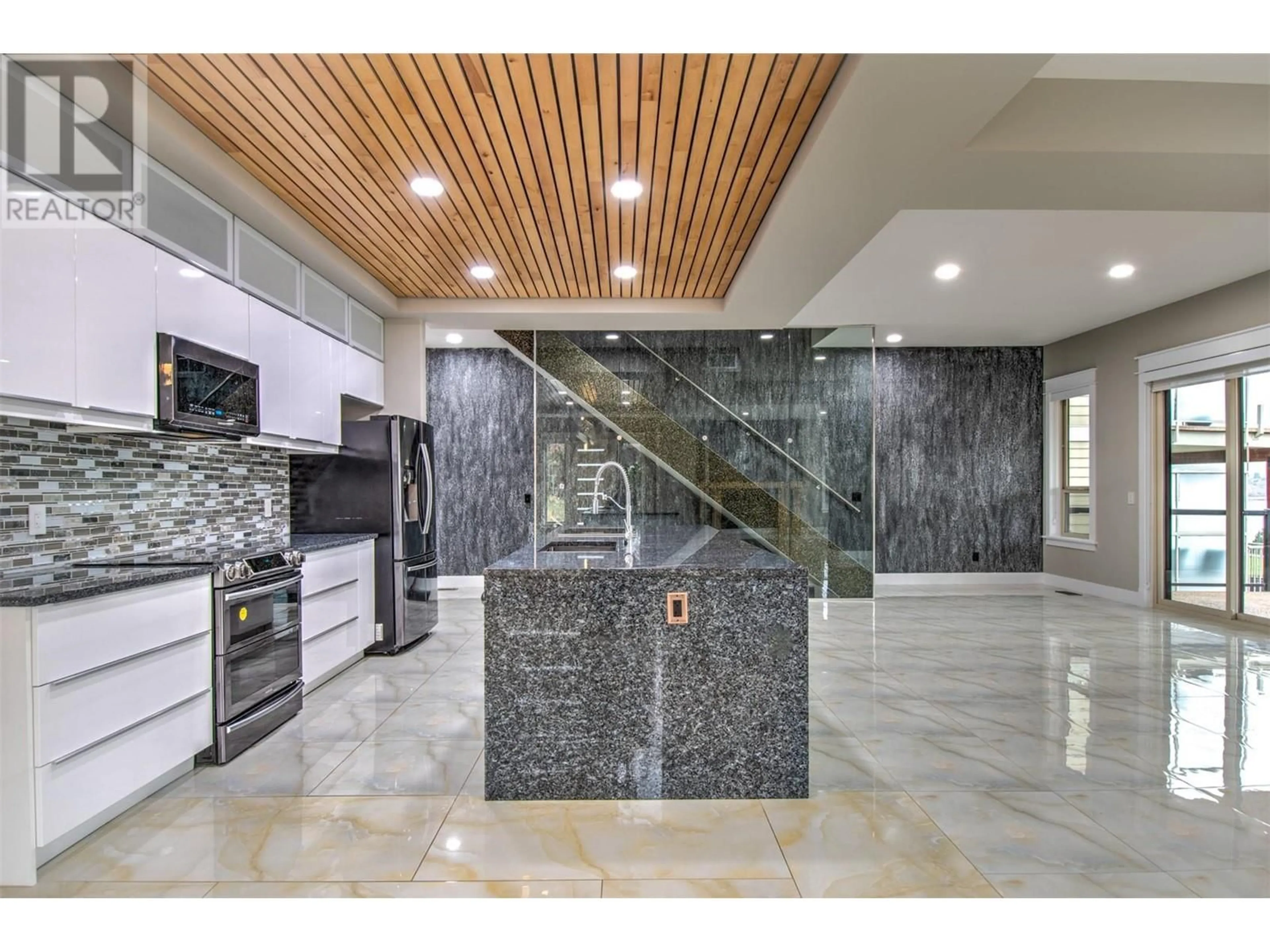 Contemporary kitchen, ceramic/tile floor for 7509 KENNEDY LANE, Vernon British Columbia V1H1C4
