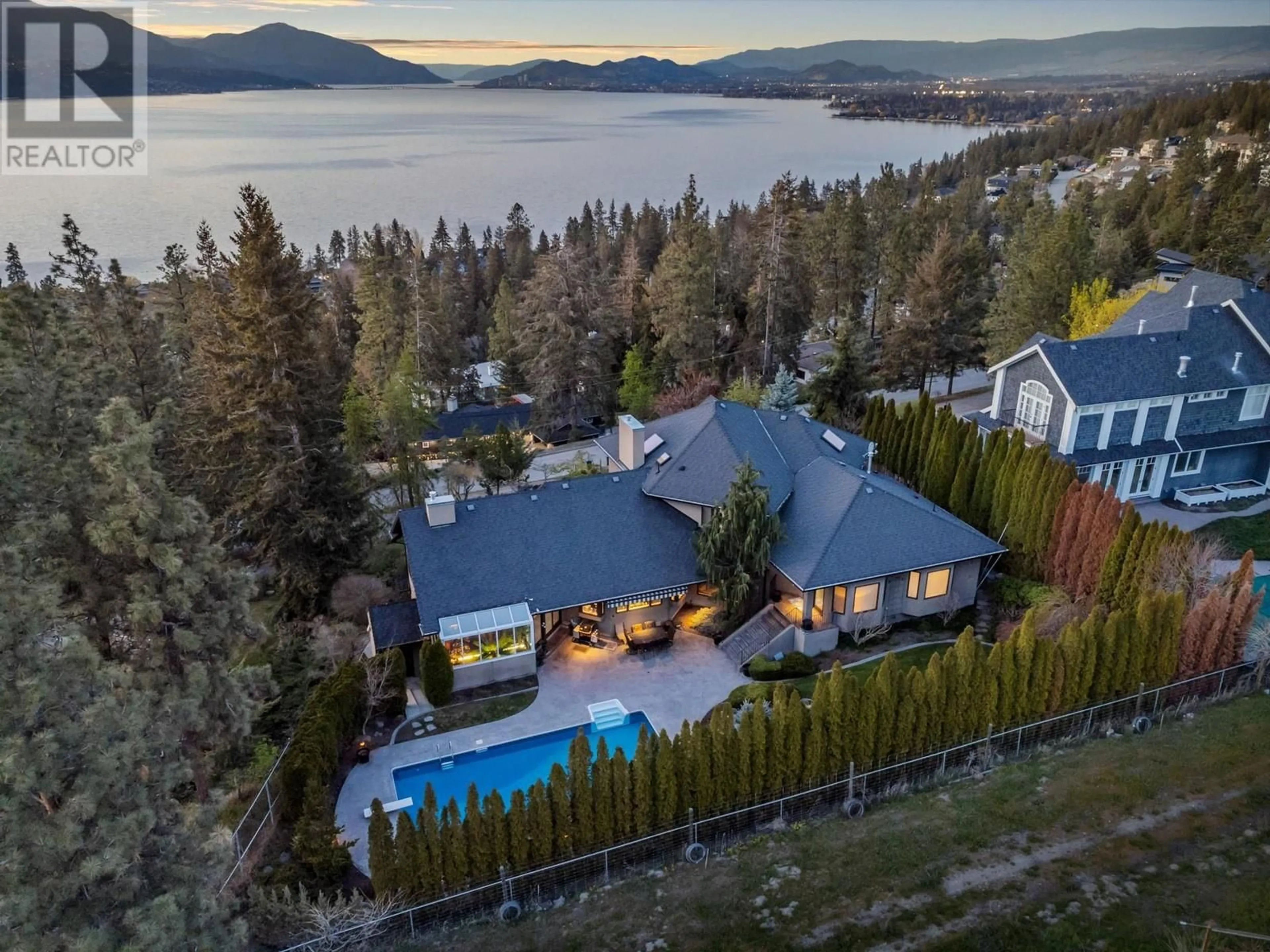 A pic from outside/outdoor area/front of a property/back of a property/a pic from drone, water/lake/river/ocean view for 359 UPLANDS DRIVE, Kelowna British Columbia V1W4S6