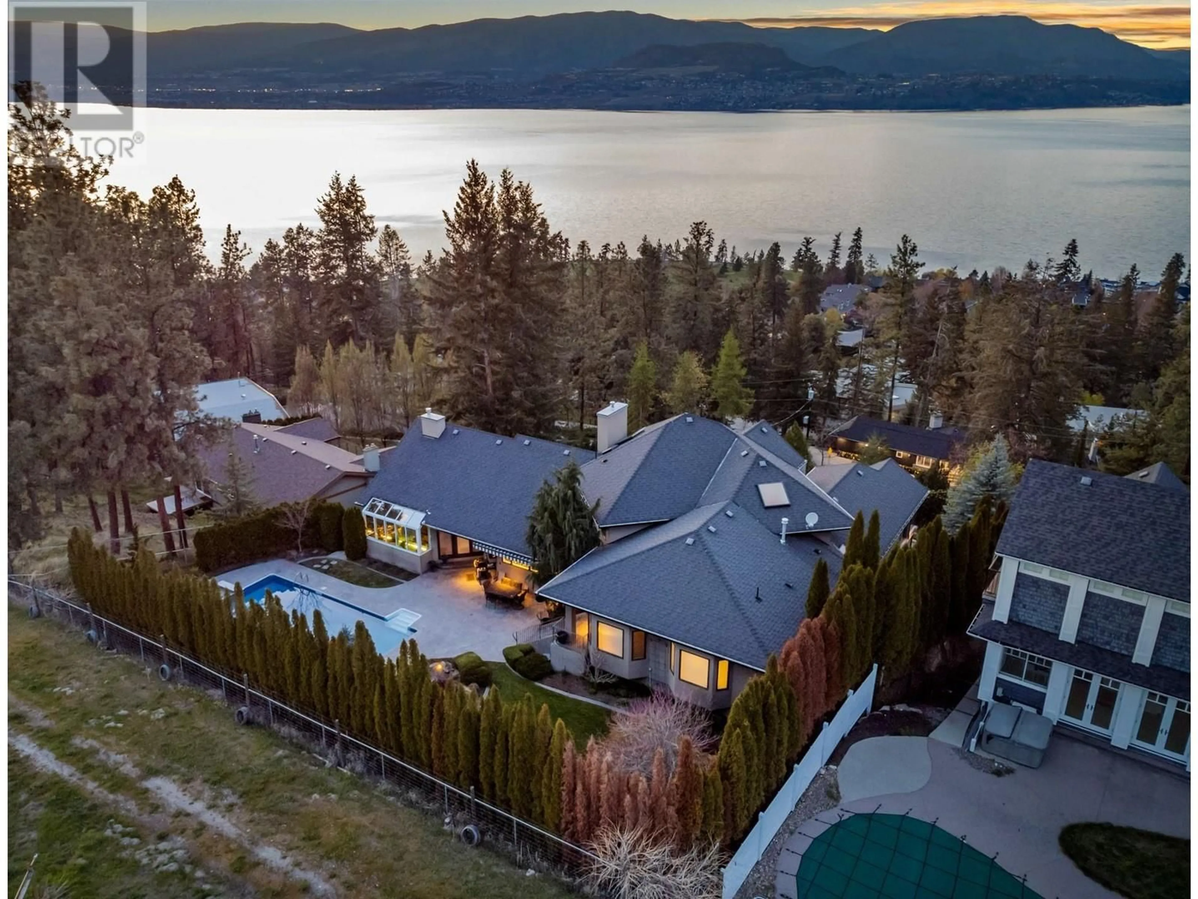 A pic from outside/outdoor area/front of a property/back of a property/a pic from drone, water/lake/river/ocean view for 359 UPLANDS DRIVE, Kelowna British Columbia V1W4S6