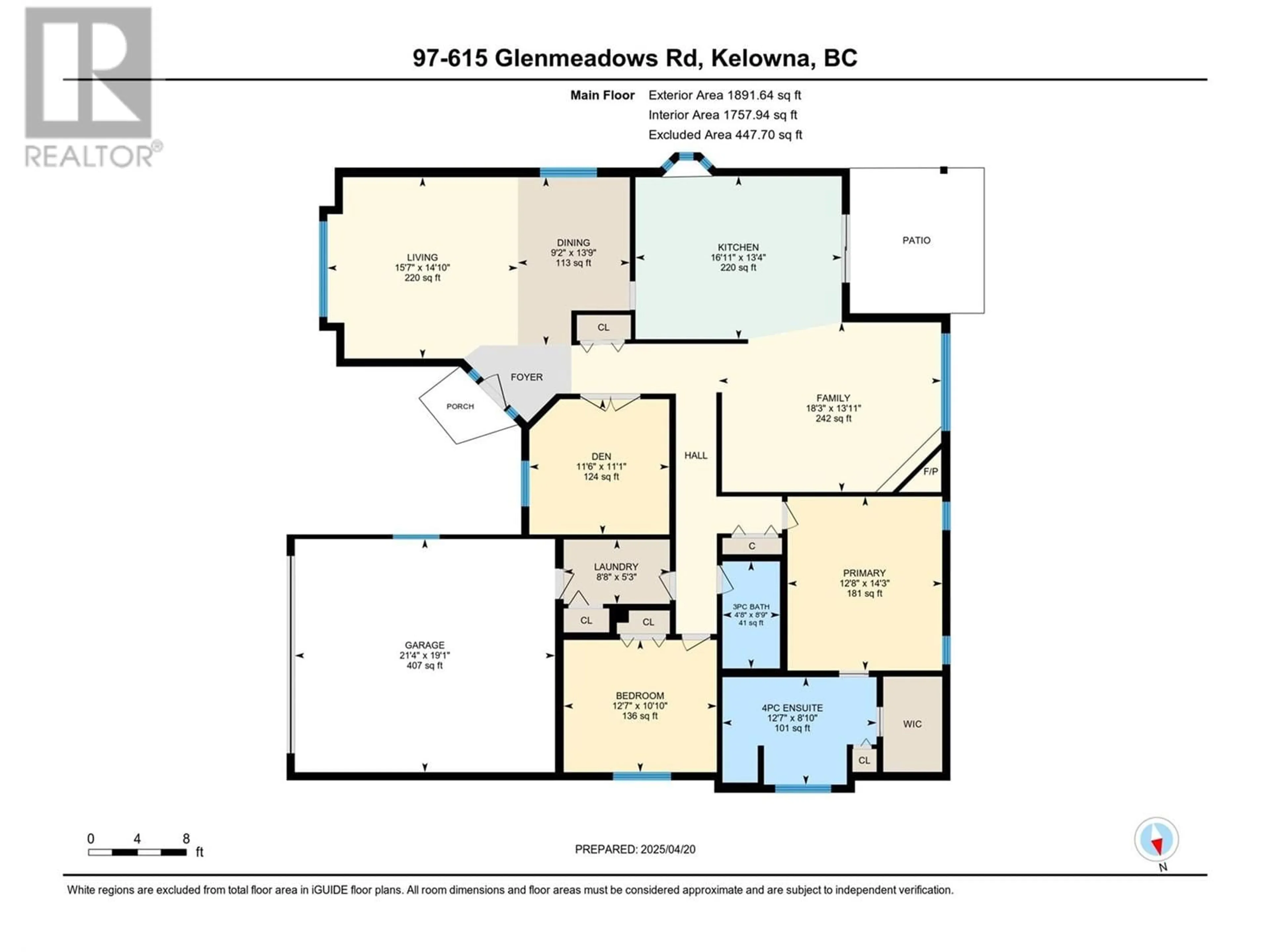 Floor plan for 97 - 615 GLENMEADOWS ROAD, Kelowna British Columbia V1V1N9