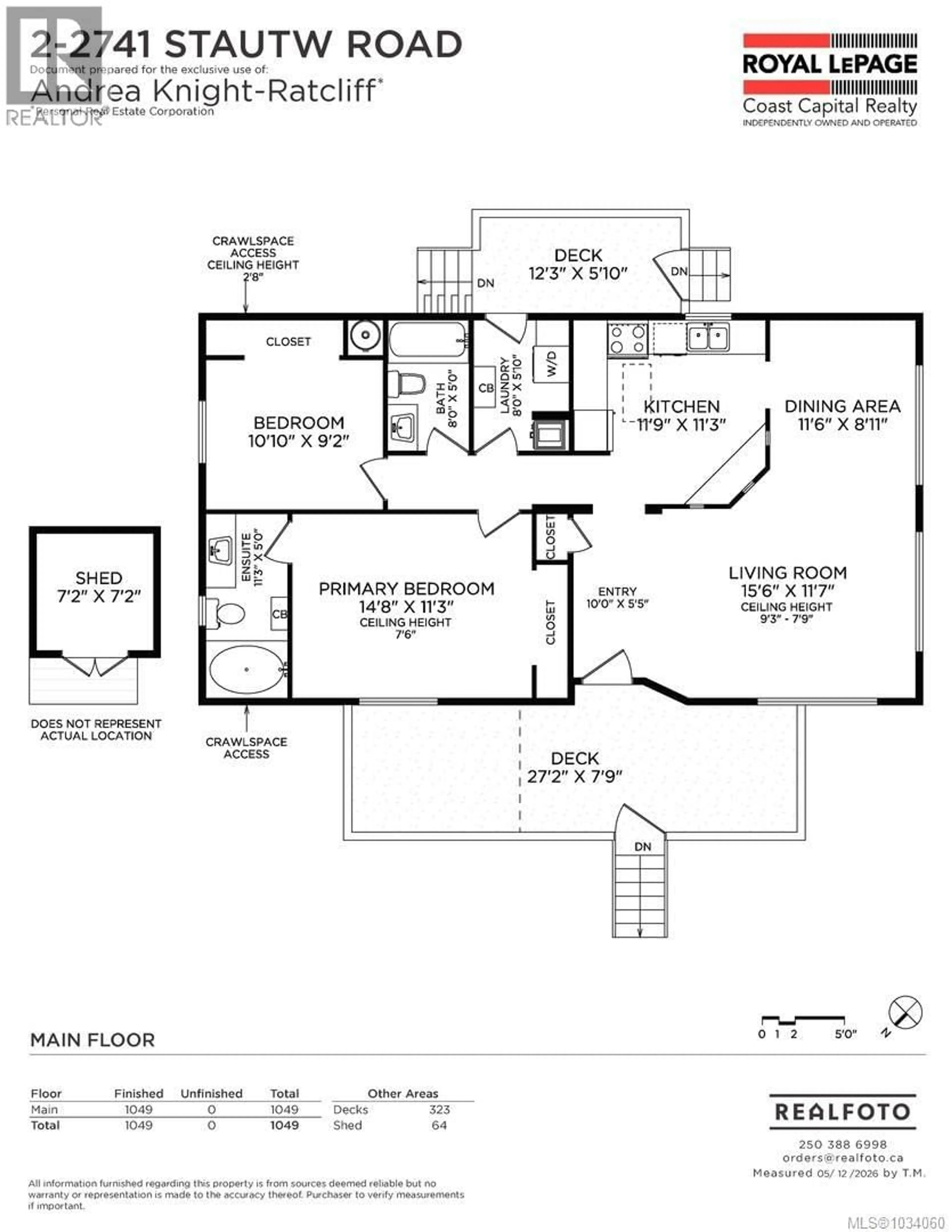 Floor plan for 2 - 2741 STAUTW ROAD, Central Saanich British Columbia V8M2E9