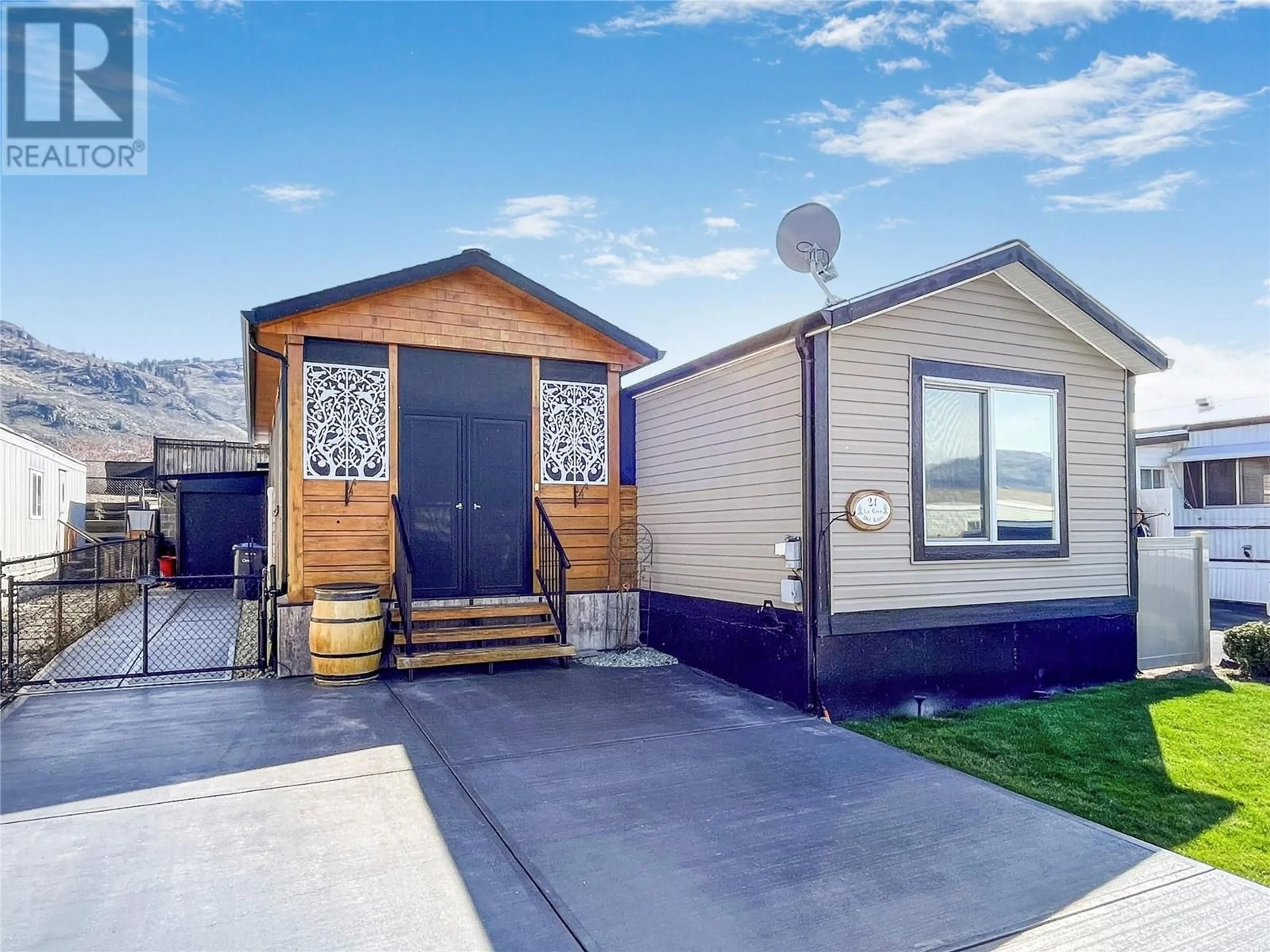 Home with vinyl exterior material, street for 24 - 4911 CEDAR LANE, Osoyoos British Columbia V0H1V3