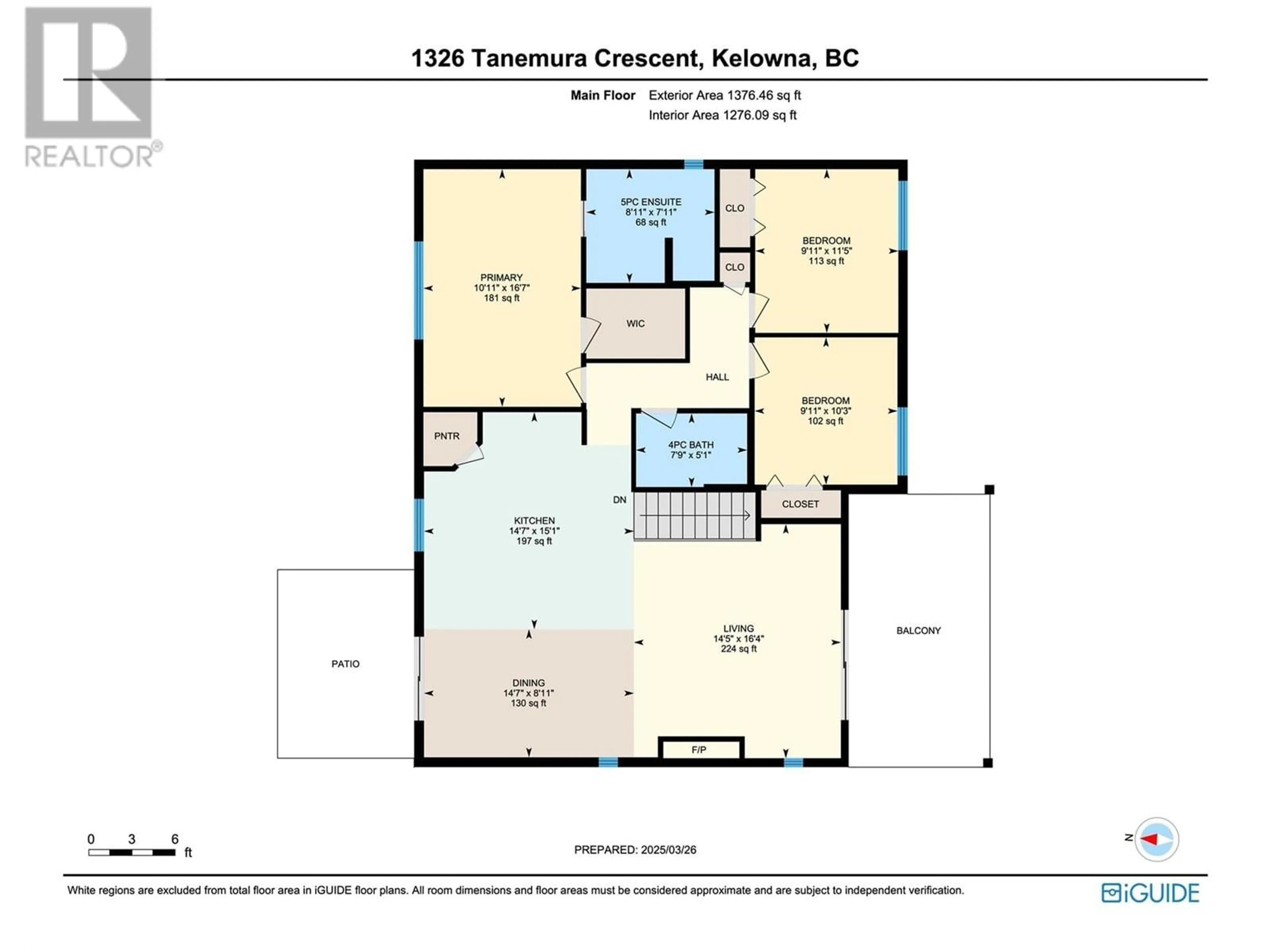Floor plan for 1326 TANEMURA CRESCENT, Kelowna British Columbia V1P1R5