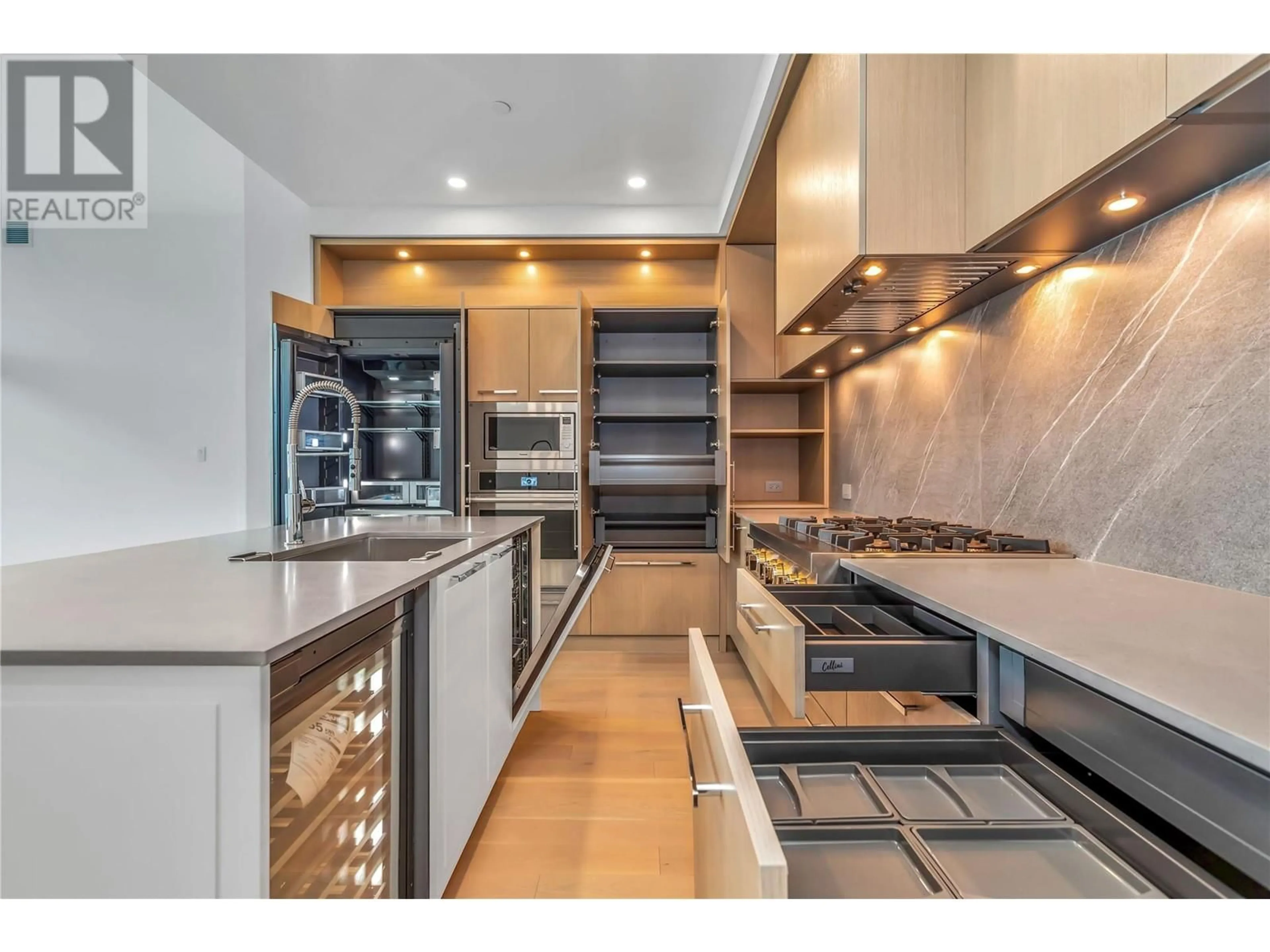 Contemporary kitchen, ceramic/tile floor for PH S607 - 3409 LAKESHORE ROAD, Kelowna British Columbia V1W0G6