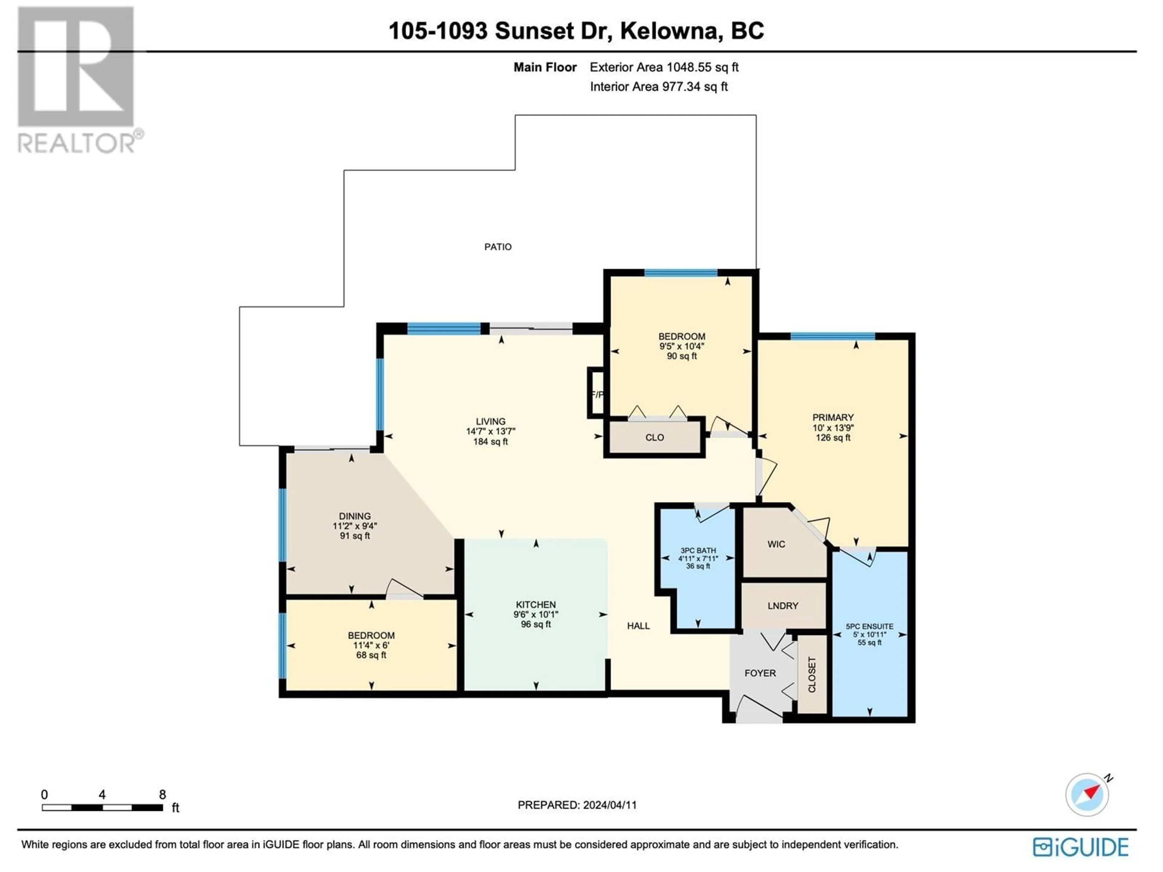 Floor plan for 105 - 1093 SUNSET DRIVE, Kelowna British Columbia V1Y9Z4