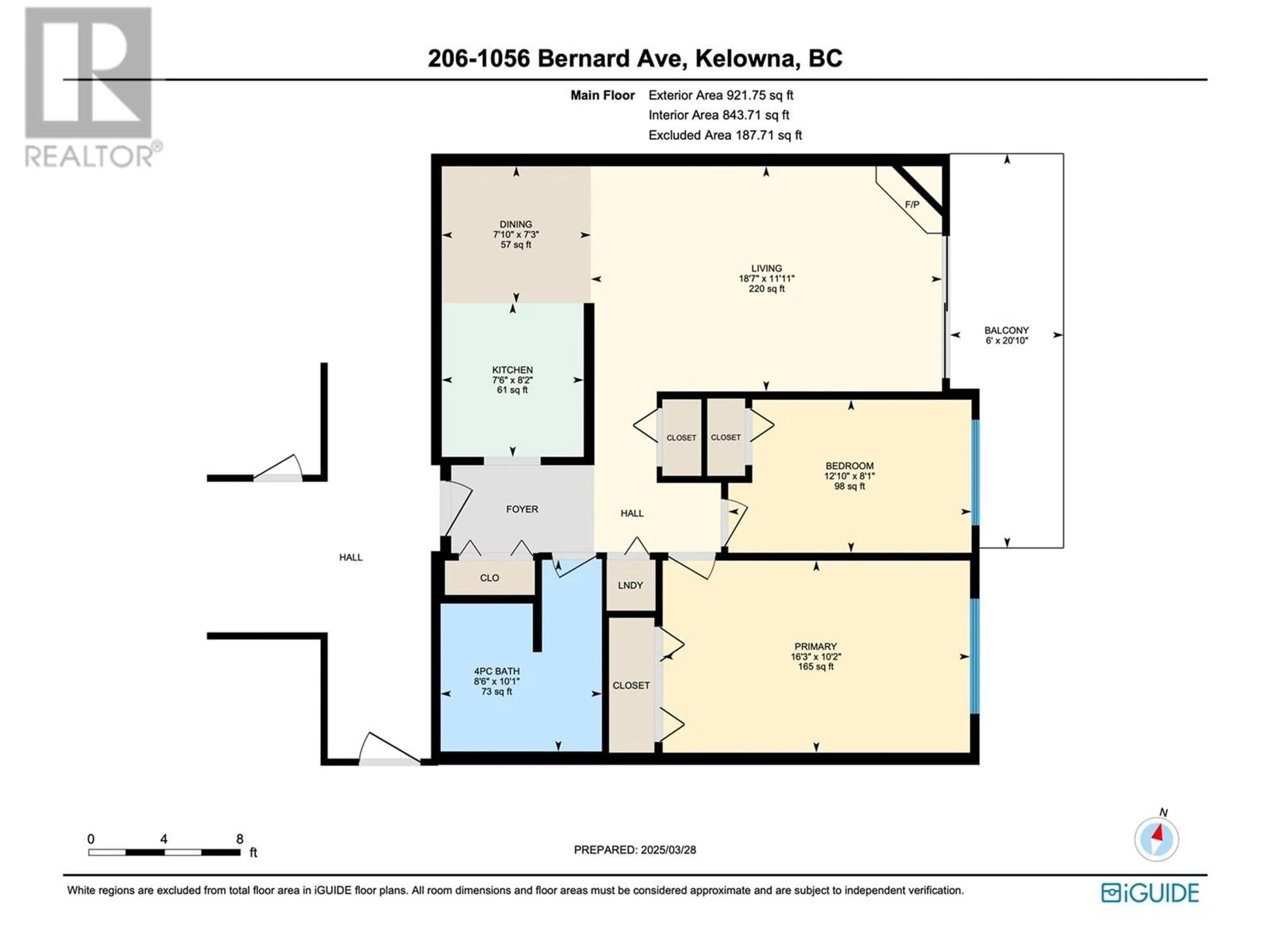 Floor plan for 206 - 1056 BERNARD AVENUE, Kelowna British Columbia V1Y8L7