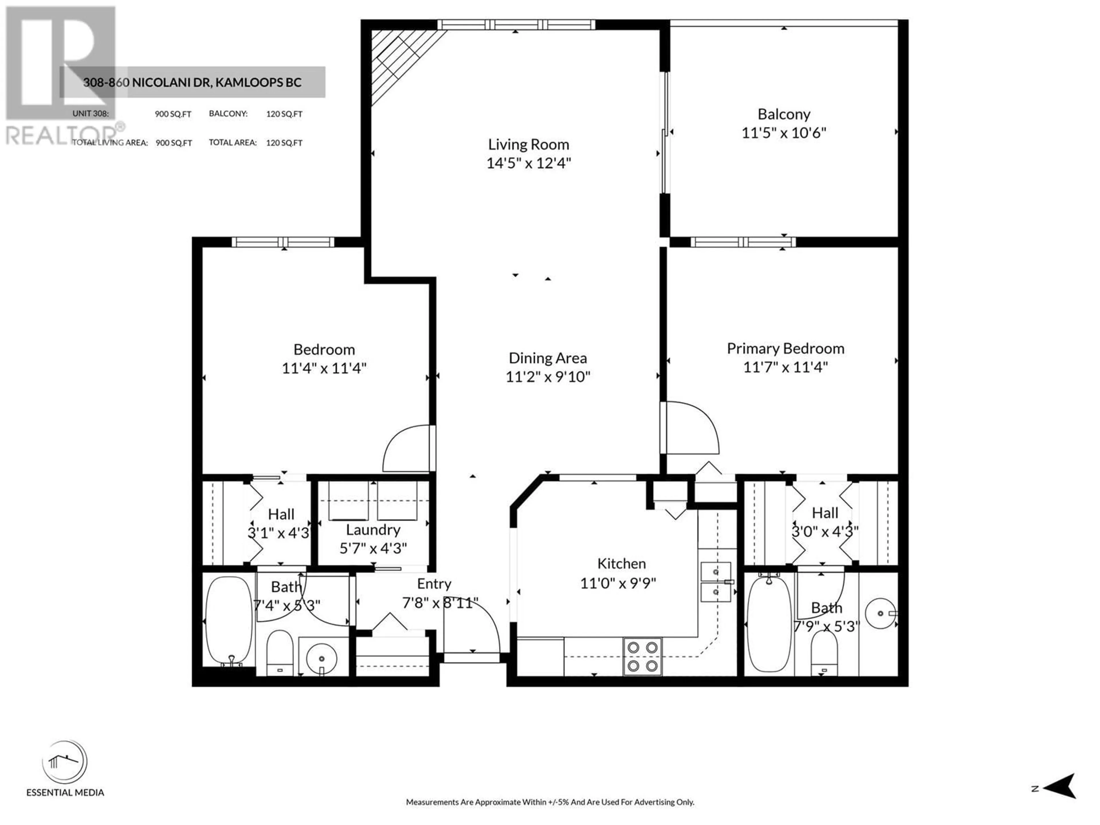 Floor plan for 308 - 860 NICOLANI DRIVE, Kamloops British Columbia V2B5B3