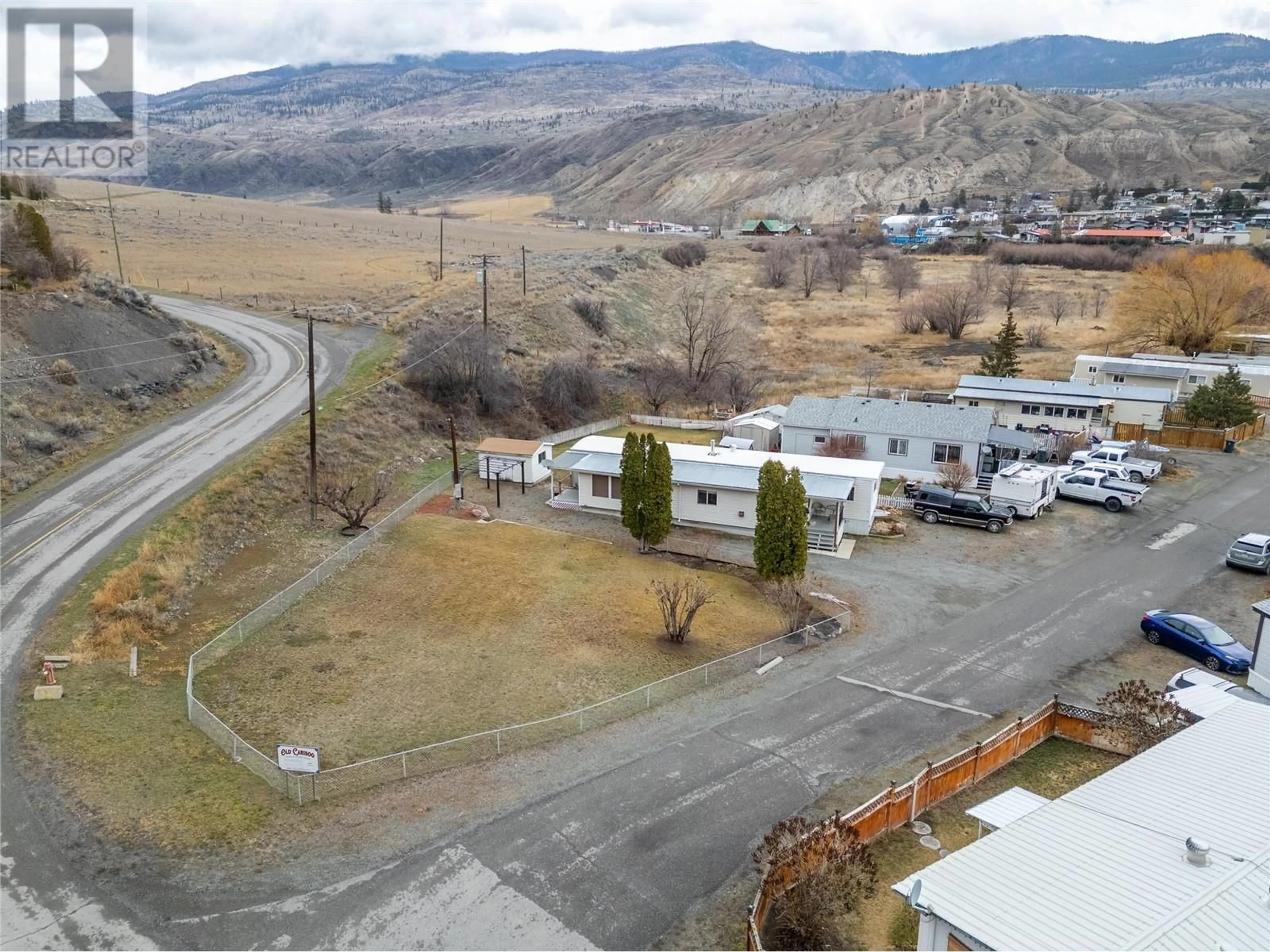 A pic from outside/outdoor area/front of a property/back of a property/a pic from drone, mountain view for 10 - 1321 OLD CARIBOO ROAD, Cache Creek British Columbia V0K1H0