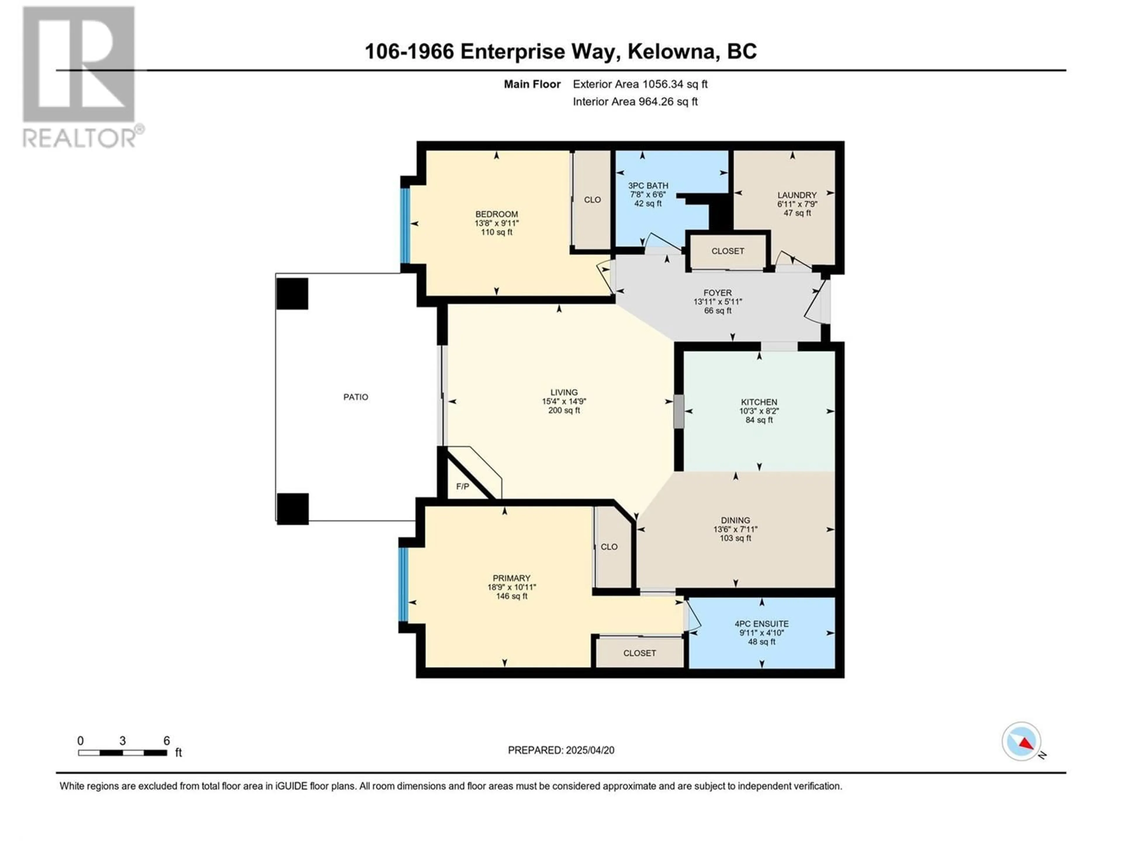 Floor plan for 106 - 1966 ENTERPRISE WAY, Kelowna British Columbia V1Y9S8