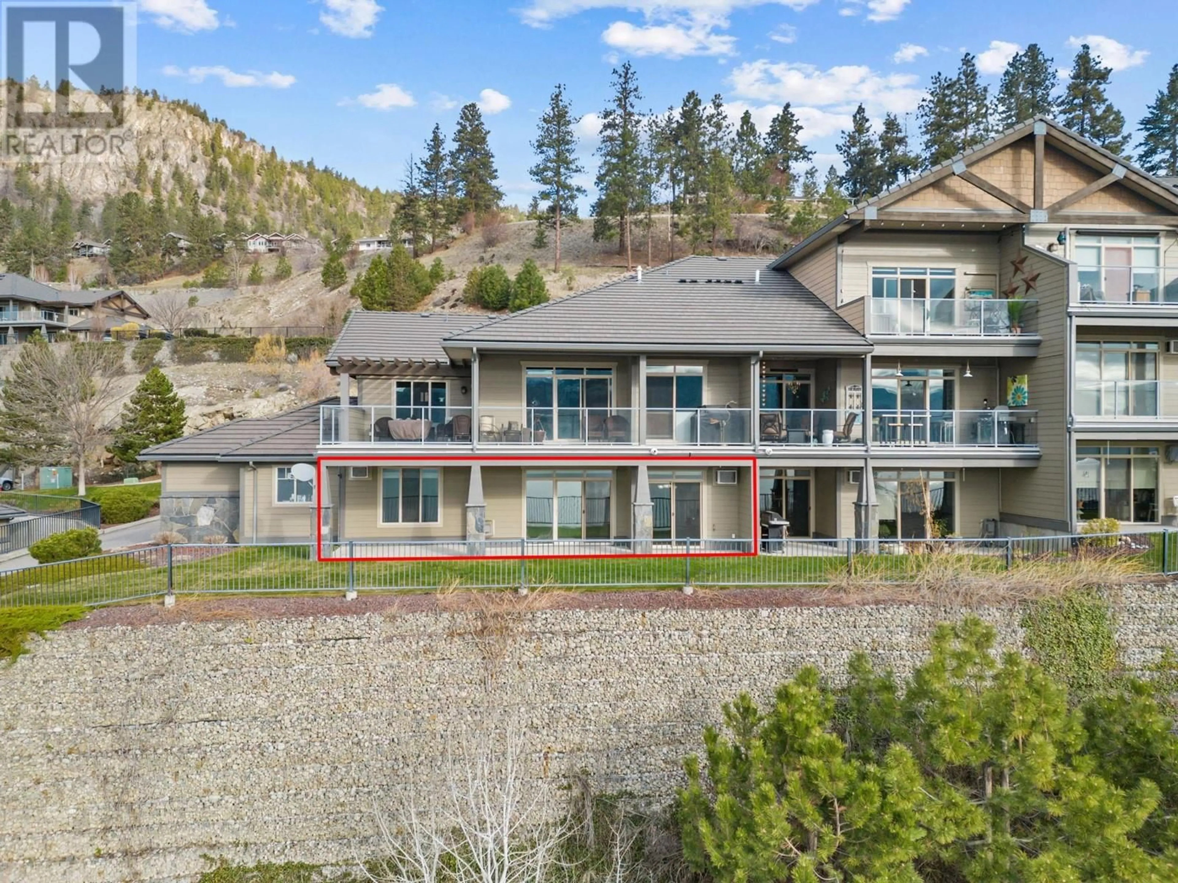 A pic from outside/outdoor area/front of a property/back of a property/a pic from drone, water/lake/river/ocean view for 108 - 4350 PONDEROSA DRIVE, Peachland British Columbia V0H1X5