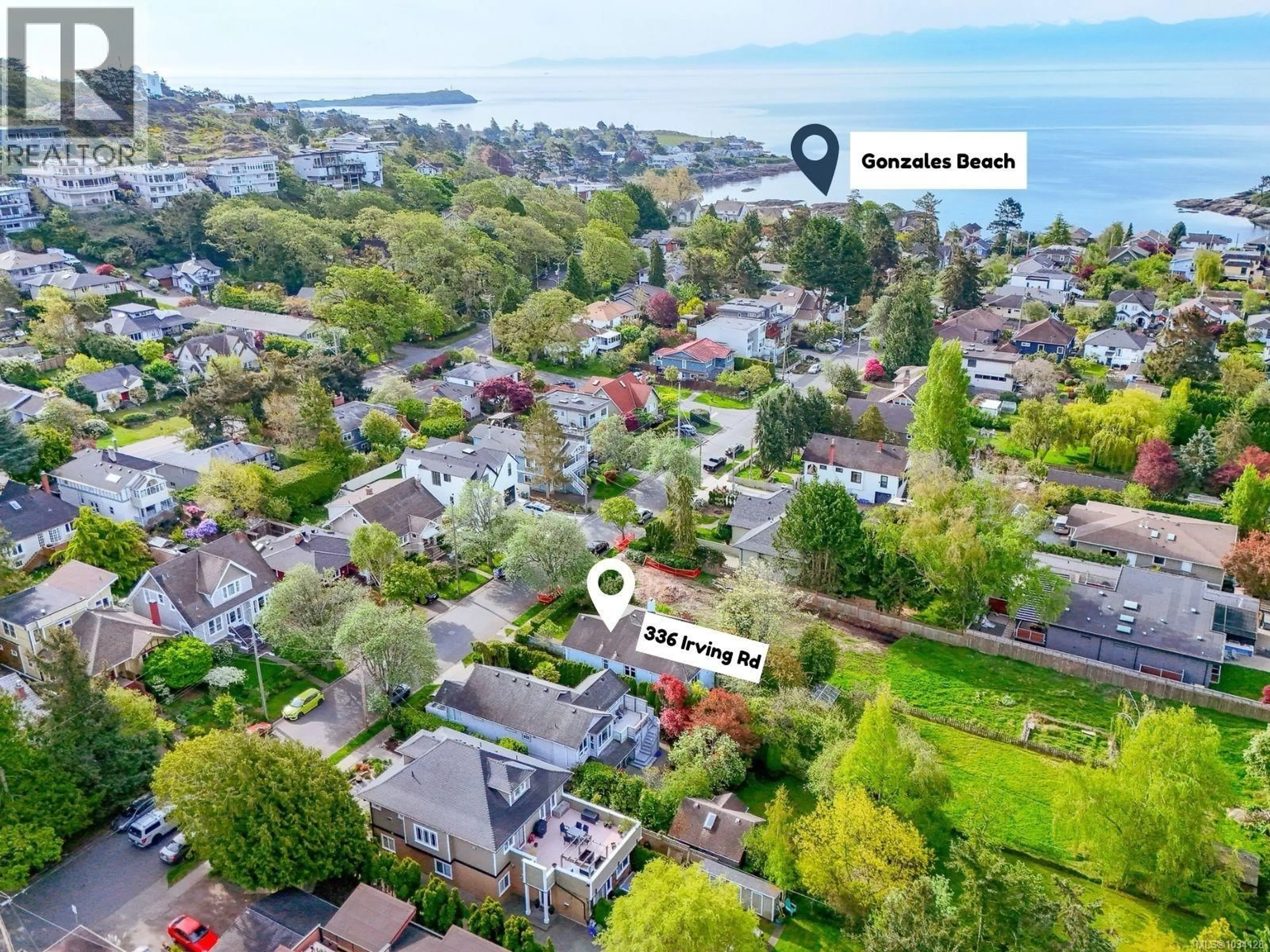 A pic from outside/outdoor area/front of a property/back of a property/a pic from drone, water/lake/river/ocean view for 336 IRVING ROAD, Victoria British Columbia V8S4A2