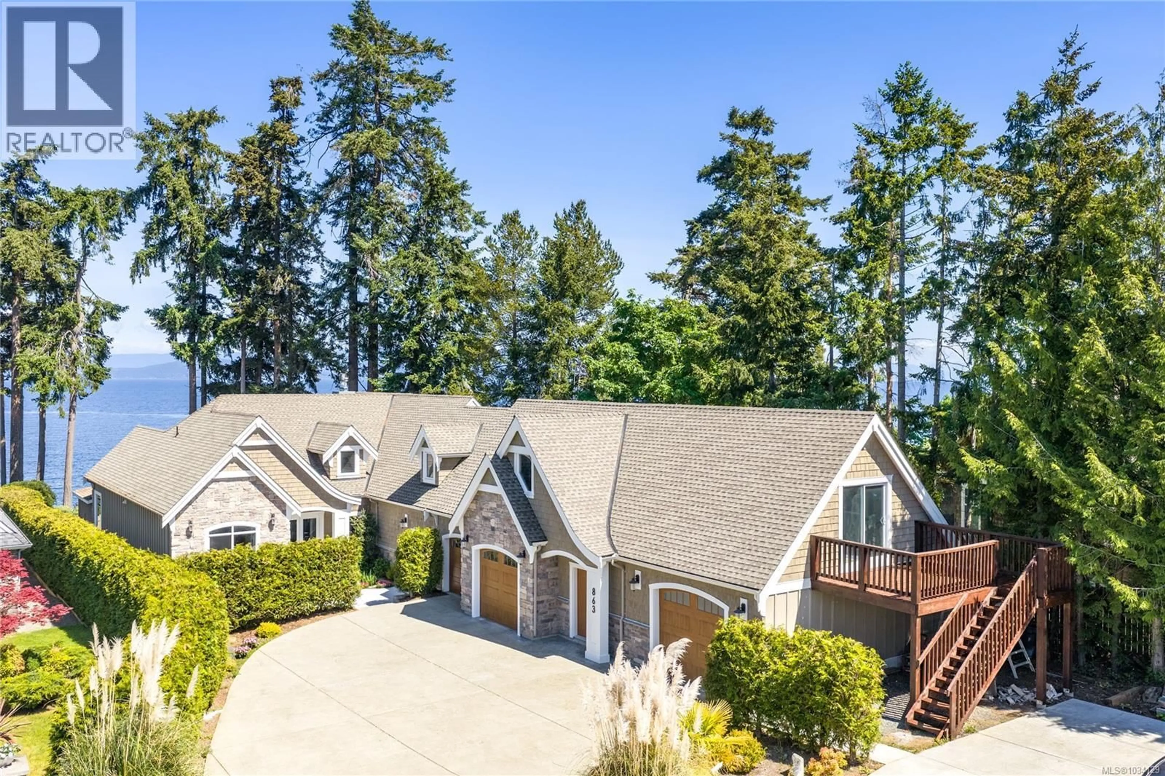 A pic from outside/outdoor area/front of a property/back of a property/a pic from drone, water/lake/river/ocean view for 863 CAVIN ROAD, French Creek British Columbia V9P1Z9