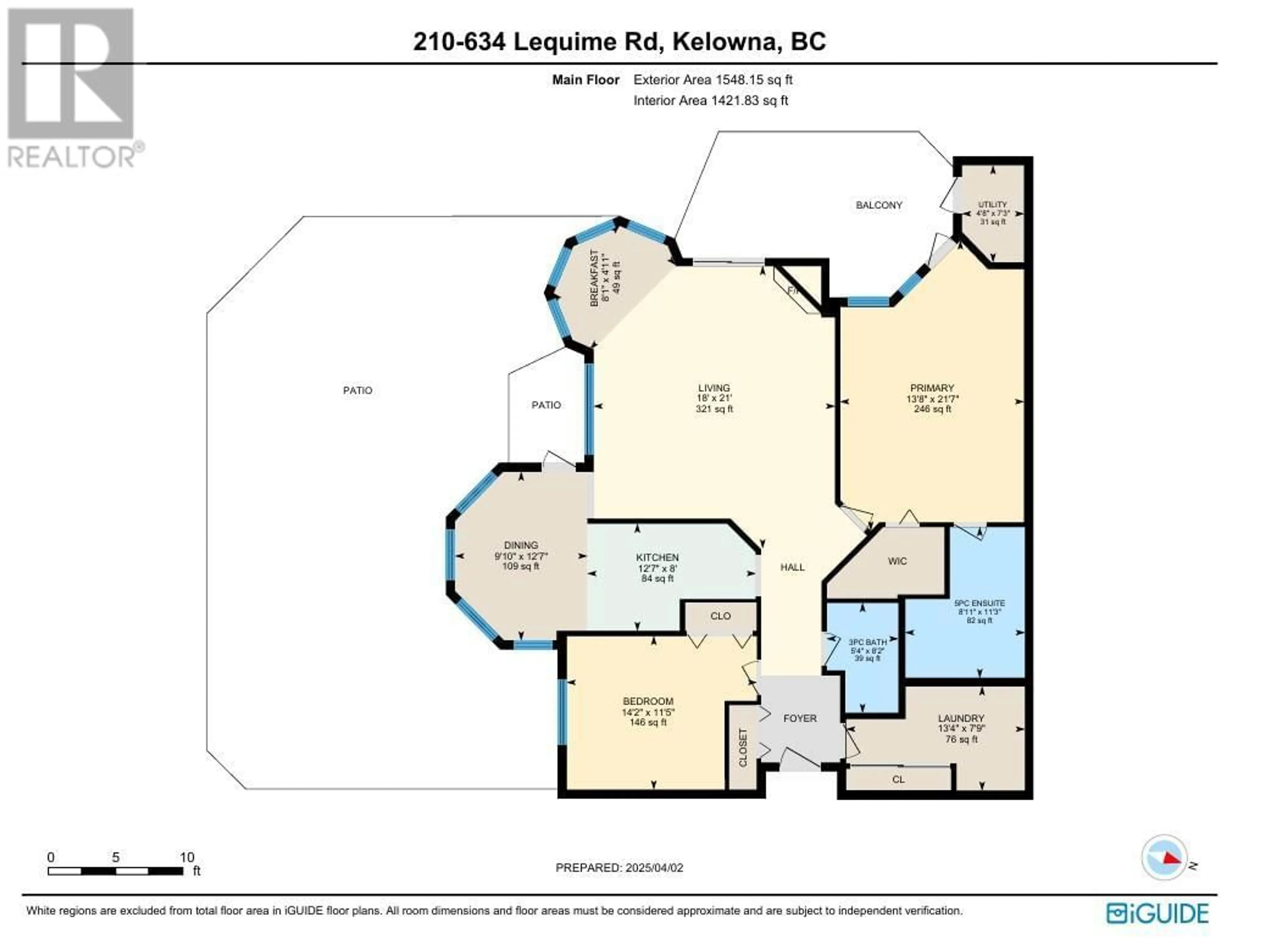 Floor plan for 210 - 634 LEQUIME ROAD, Kelowna British Columbia V1W1A4