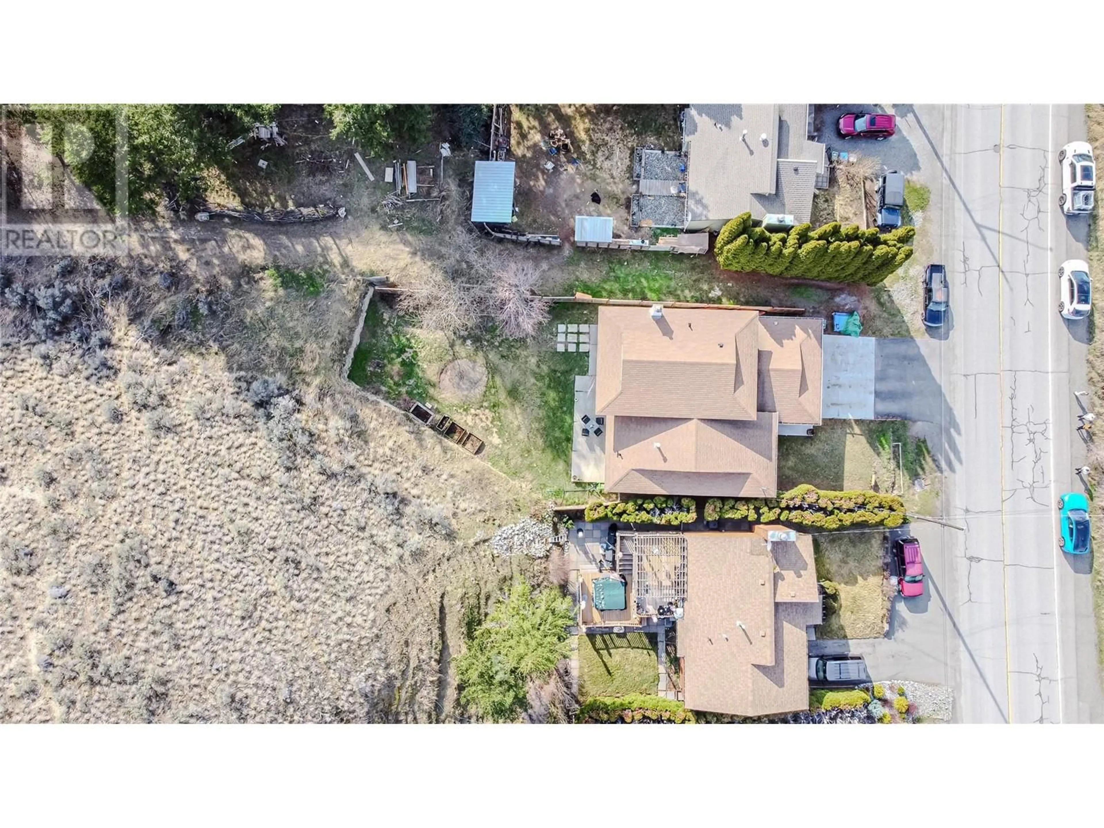 A pic from outside/outdoor area/front of a property/back of a property/a pic from drone, street for 6153 DALLAS DRIVE, Kamloops British Columbia V2C5Z9