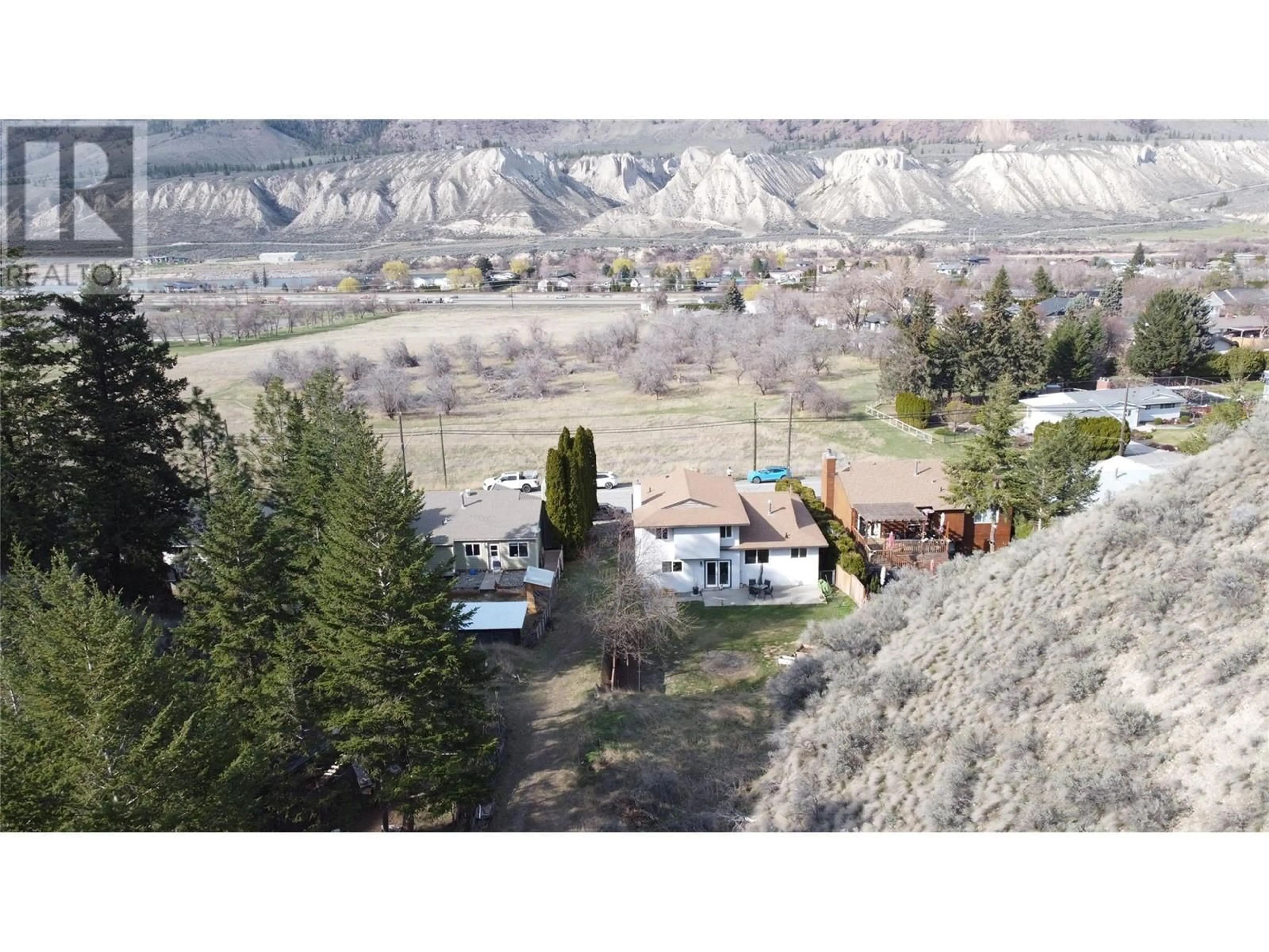 A pic from outside/outdoor area/front of a property/back of a property/a pic from drone, mountain view for 6153 DALLAS DRIVE, Kamloops British Columbia V2C5Z9