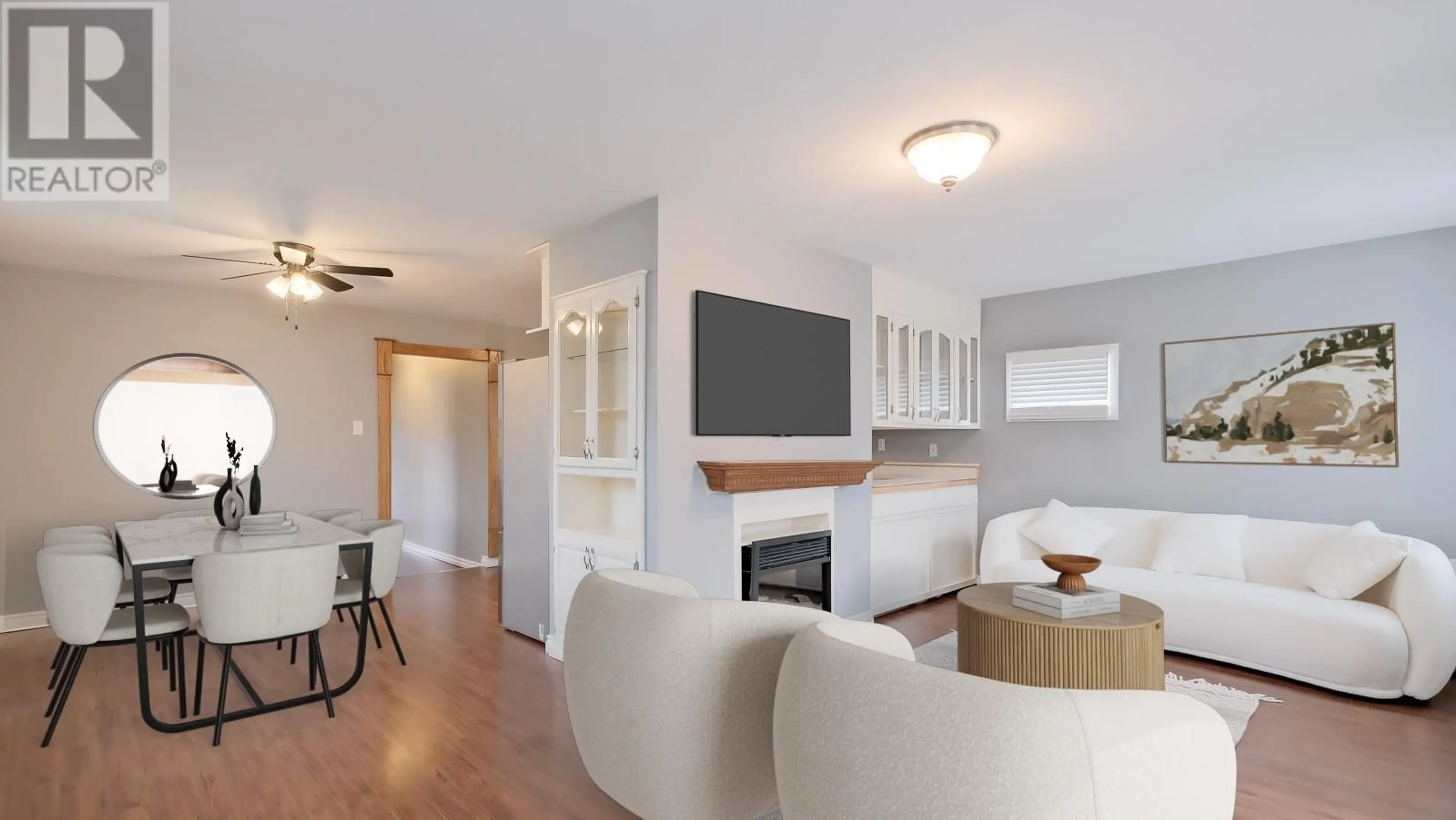 Living room with furniture, wood/laminate floor for 326 RIGSBY STREET, Penticton British Columbia V2A5S7