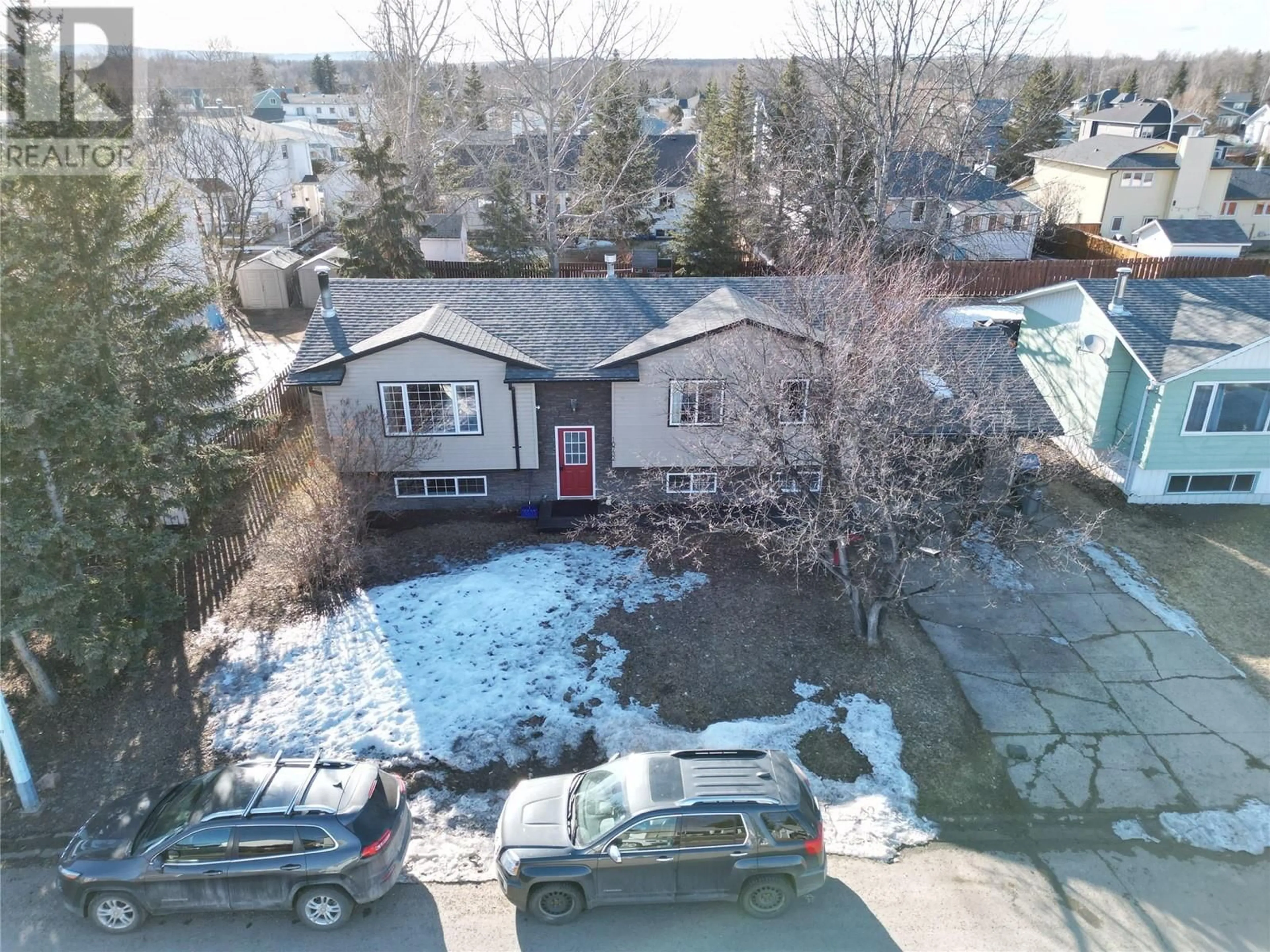 A pic from outside/outdoor area/front of a property/back of a property/a pic from drone, street for 10732 CYPRUS COURT, Dawson Creek British Columbia V1G4N2