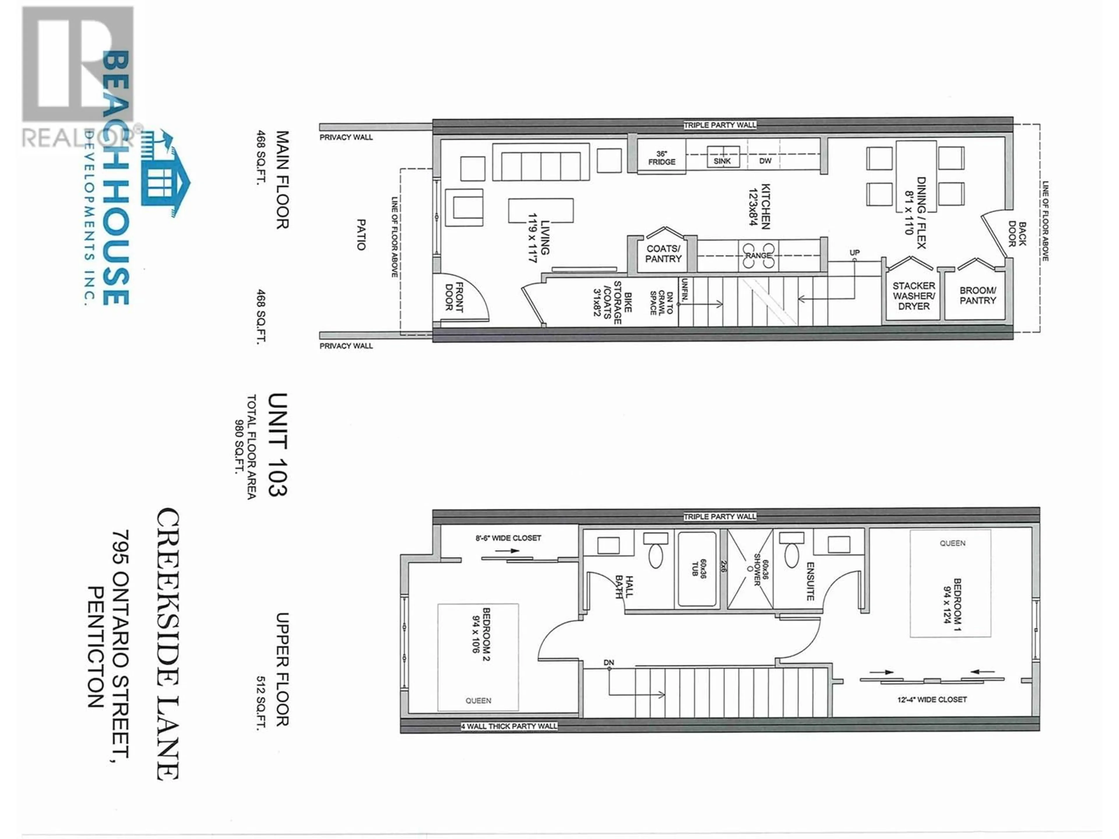 Floor plan for 103 - 795 ONTARIO STREET, Penticton British Columbia V2A4S4