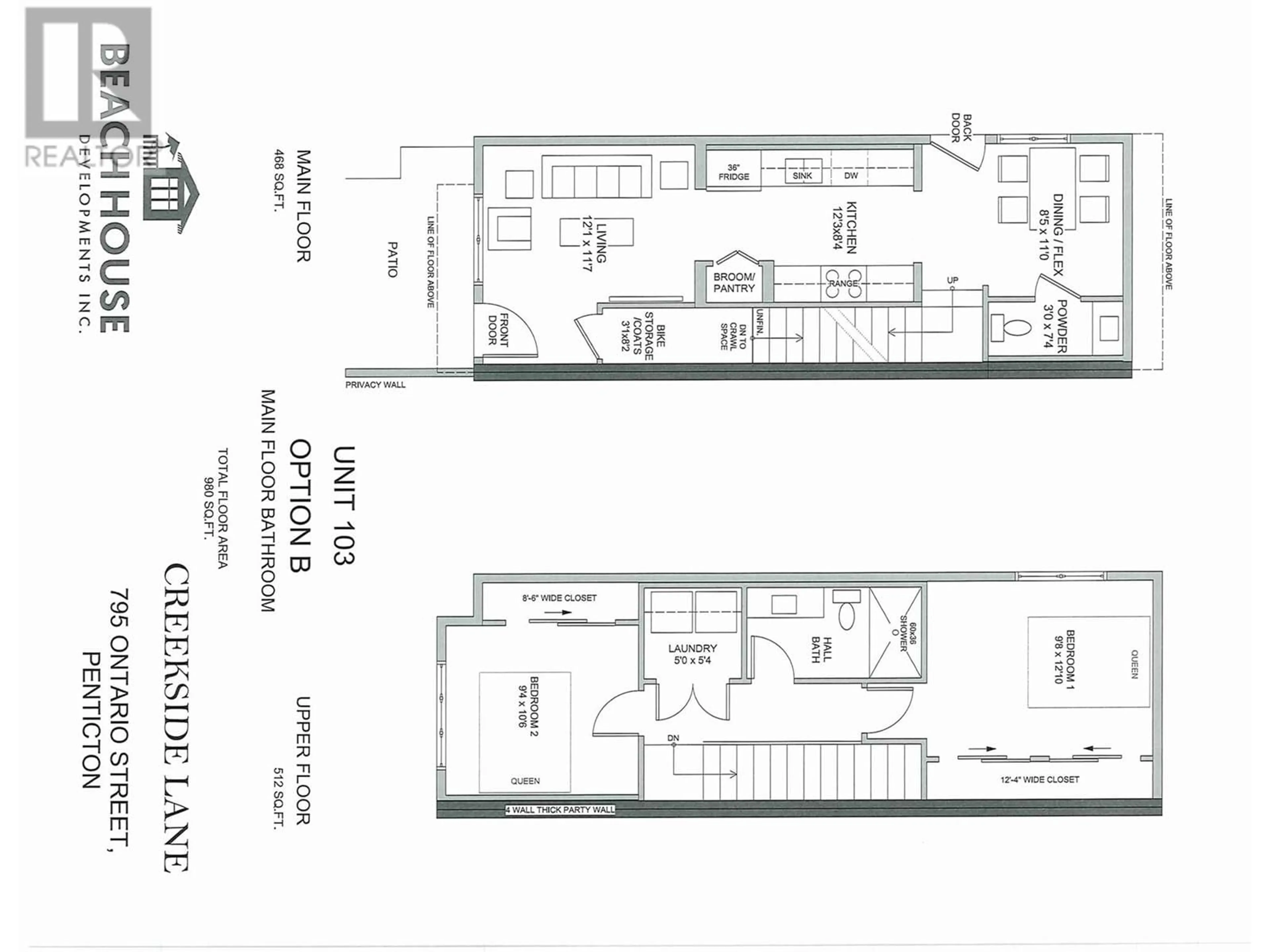 Floor plan for 103 - 795 ONTARIO STREET, Penticton British Columbia V2A4S4