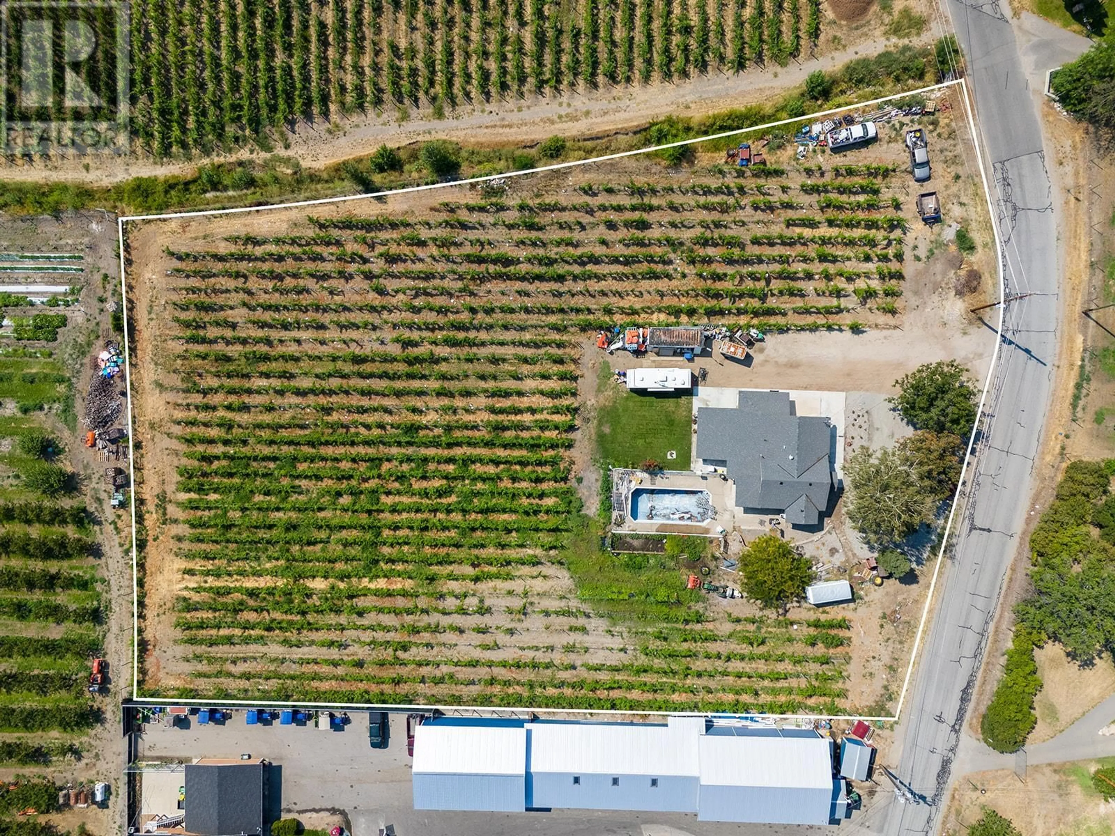 A pic from outside/outdoor area/front of a property/back of a property/a pic from drone, street for 5463 SUMAC STREET, Oliver British Columbia V0H1T1