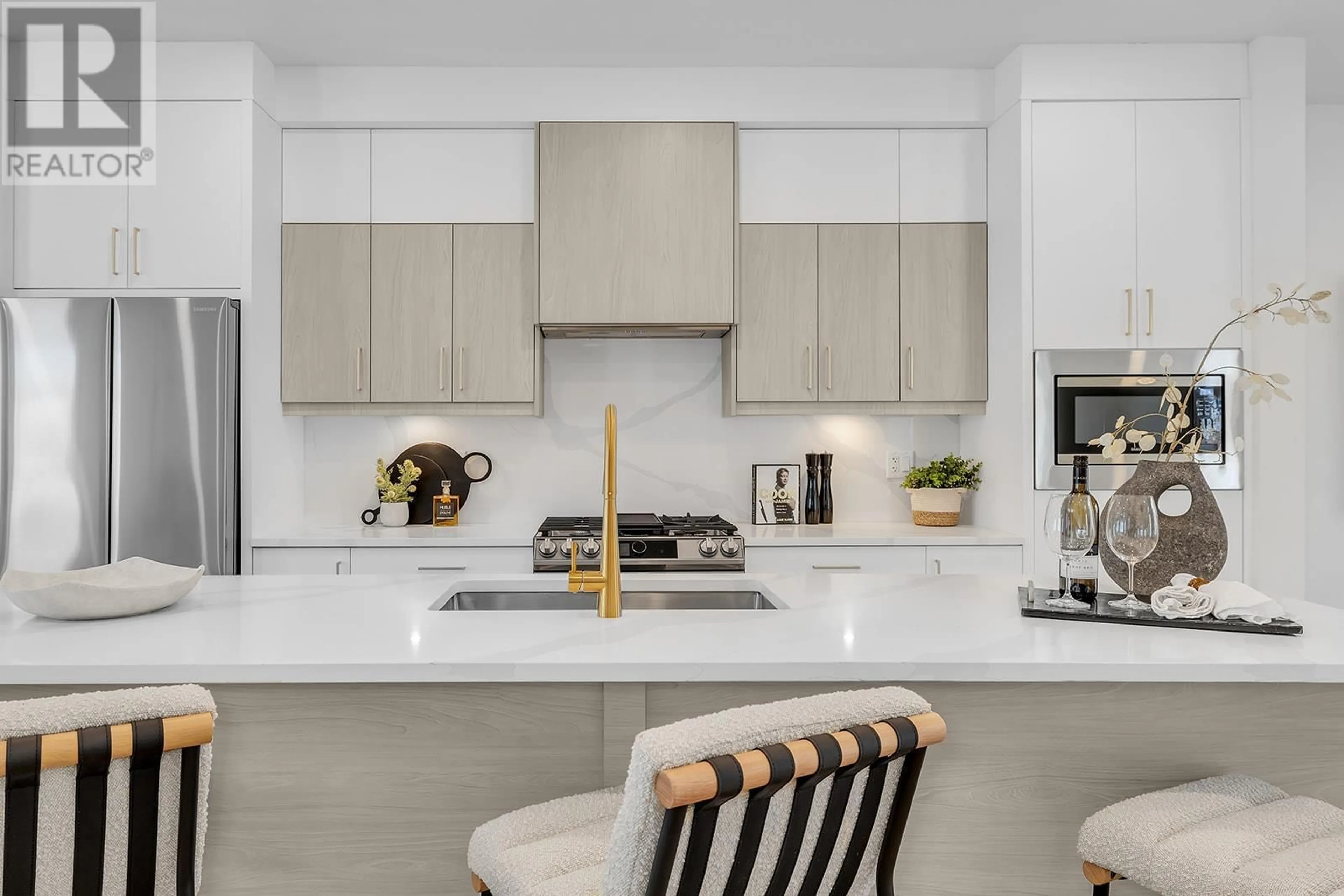 Contemporary kitchen, ceramic/tile floor for 115 - 5300 MAIN STREET, Kelowna British Columbia V1W0C1