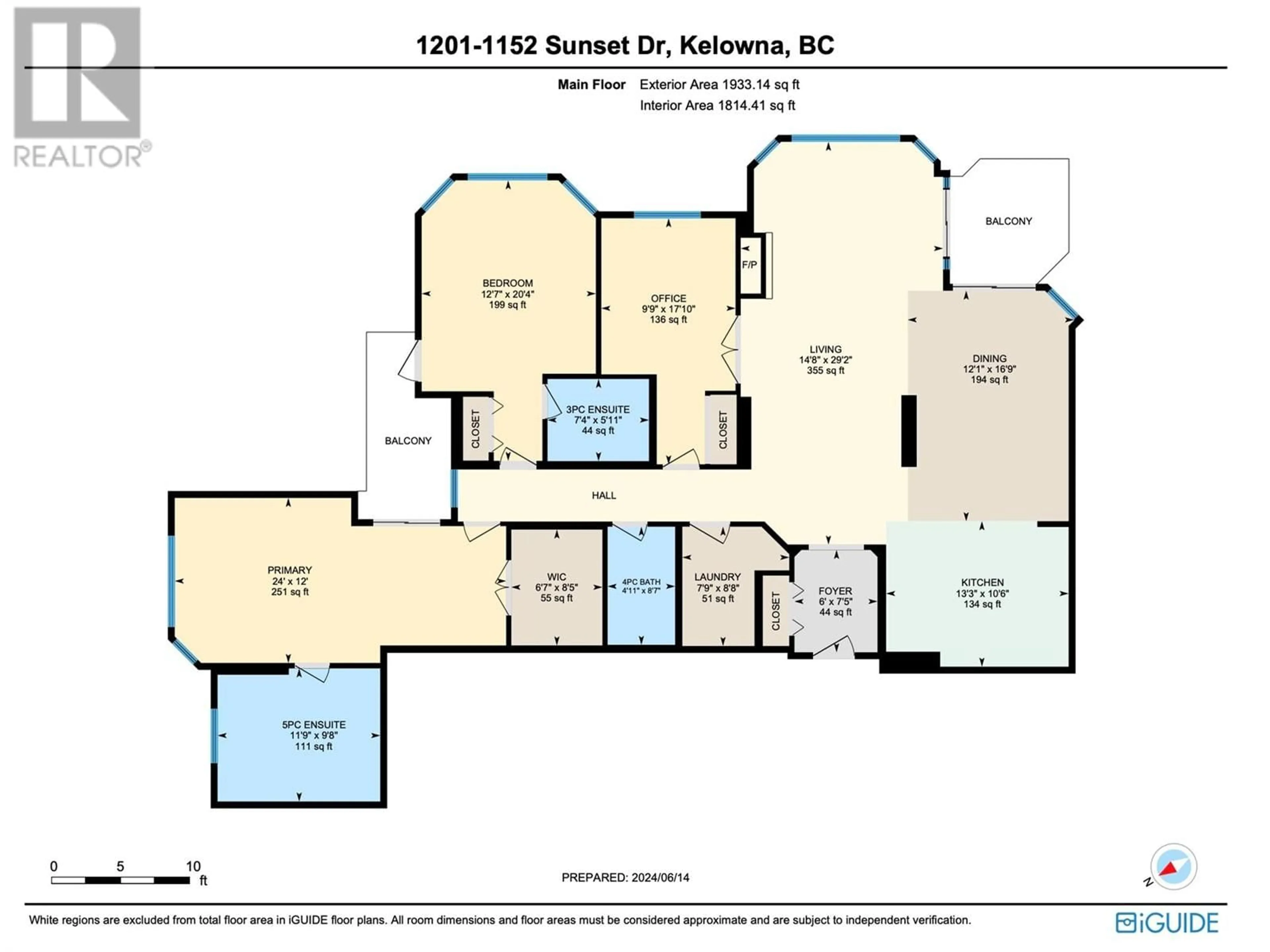 Floor plan for 1201 - 1152 SUNSET DRIVE, Kelowna British Columbia V1Y9R7