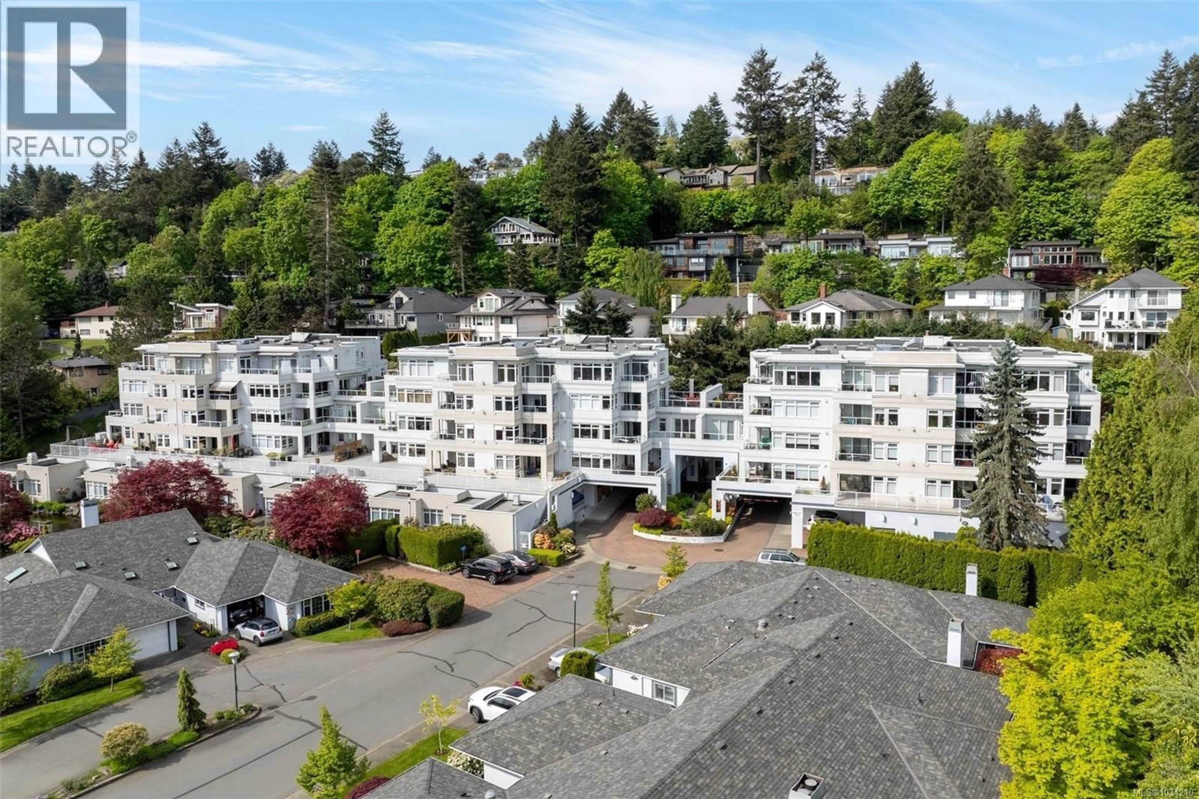 A pic from outside/outdoor area/front of a property/back of a property/a pic from drone, mountain view for 209 - 5110 CORDOVA BAY ROAD, Saanich British Columbia V8Y2K5