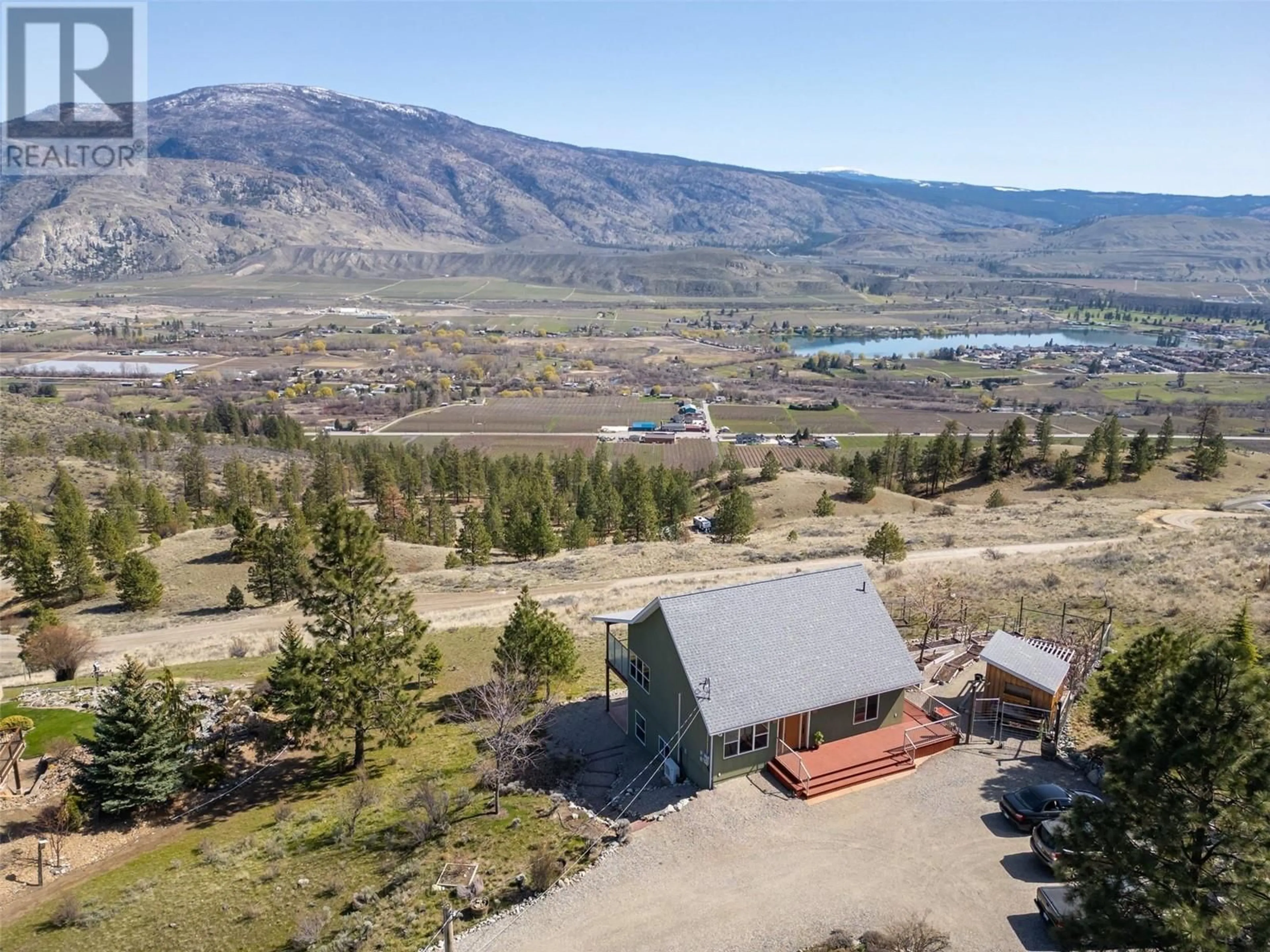 A pic from outside/outdoor area/front of a property/back of a property/a pic from drone, mountain view for 586 WILSON MOUNTAIN ROAD, Oliver British Columbia V0H1T5