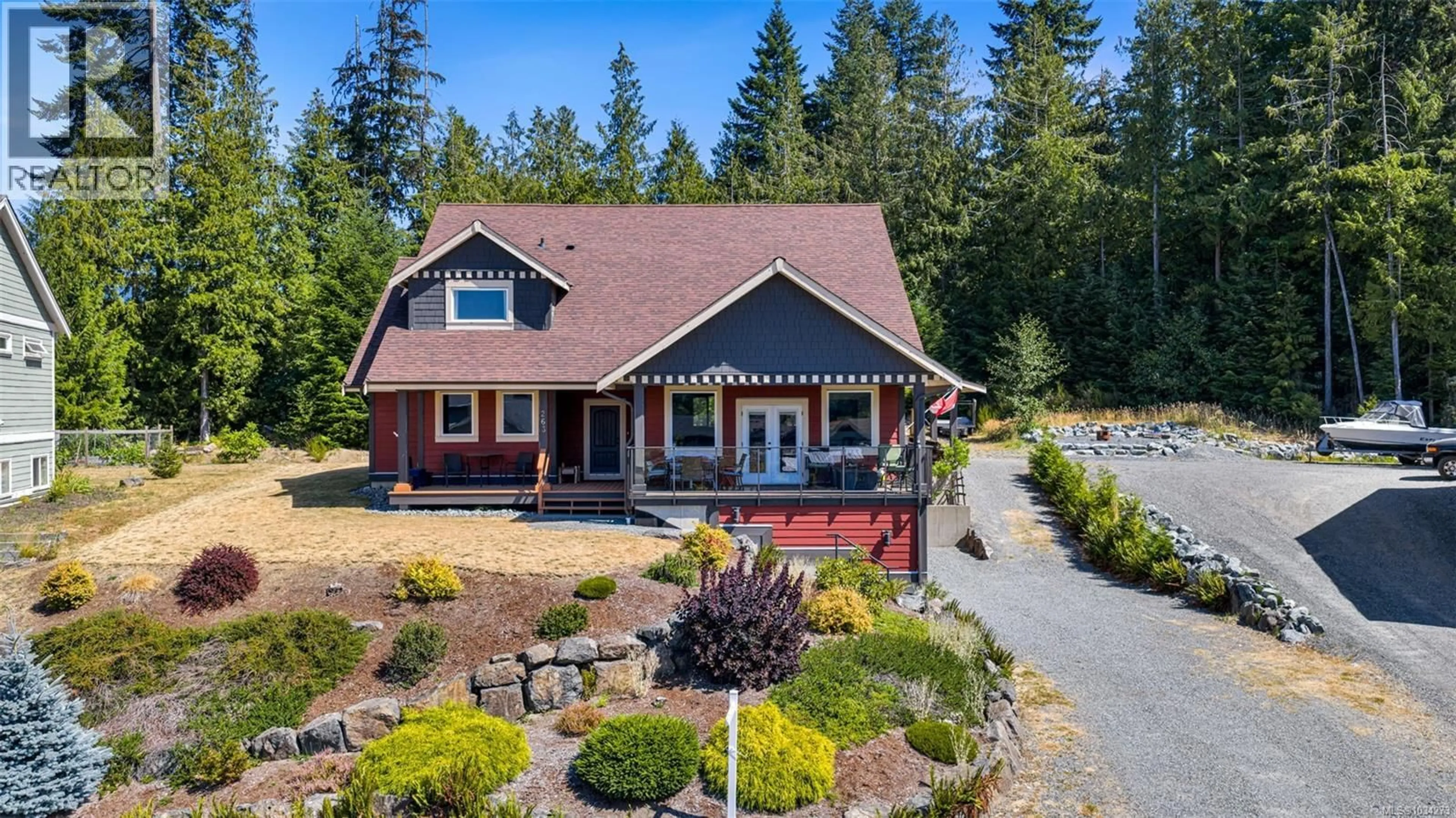 A pic from outside/outdoor area/front of a property/back of a property/a pic from drone, water/lake/river/ocean view for 263 TAL ROAD, Lake Cowichan British Columbia V0R2G0