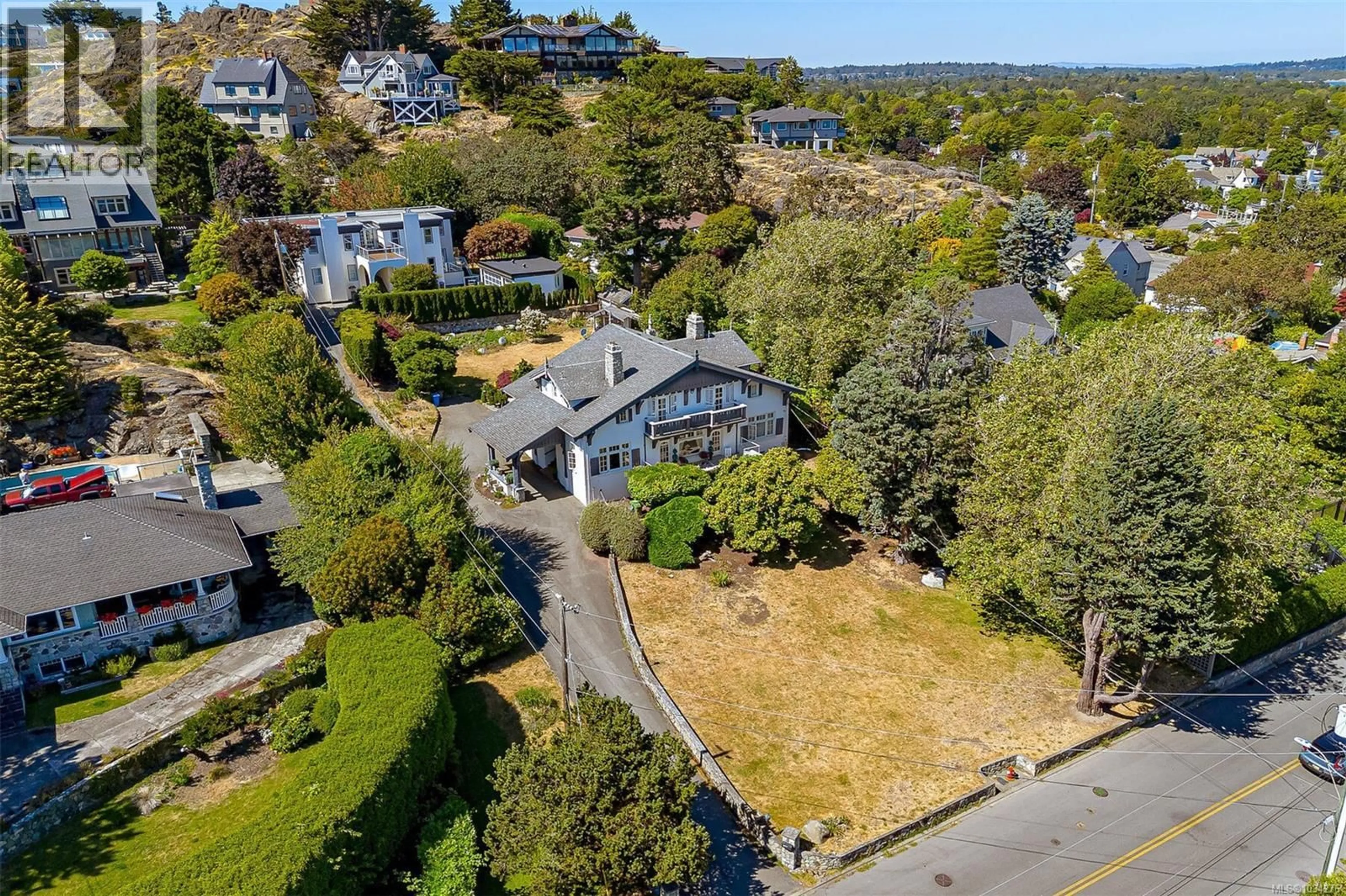 A pic from outside/outdoor area/front of a property/back of a property/a pic from drone, street for 250 KING GEORGE TERRACE, Oak Bay British Columbia V8S2K2