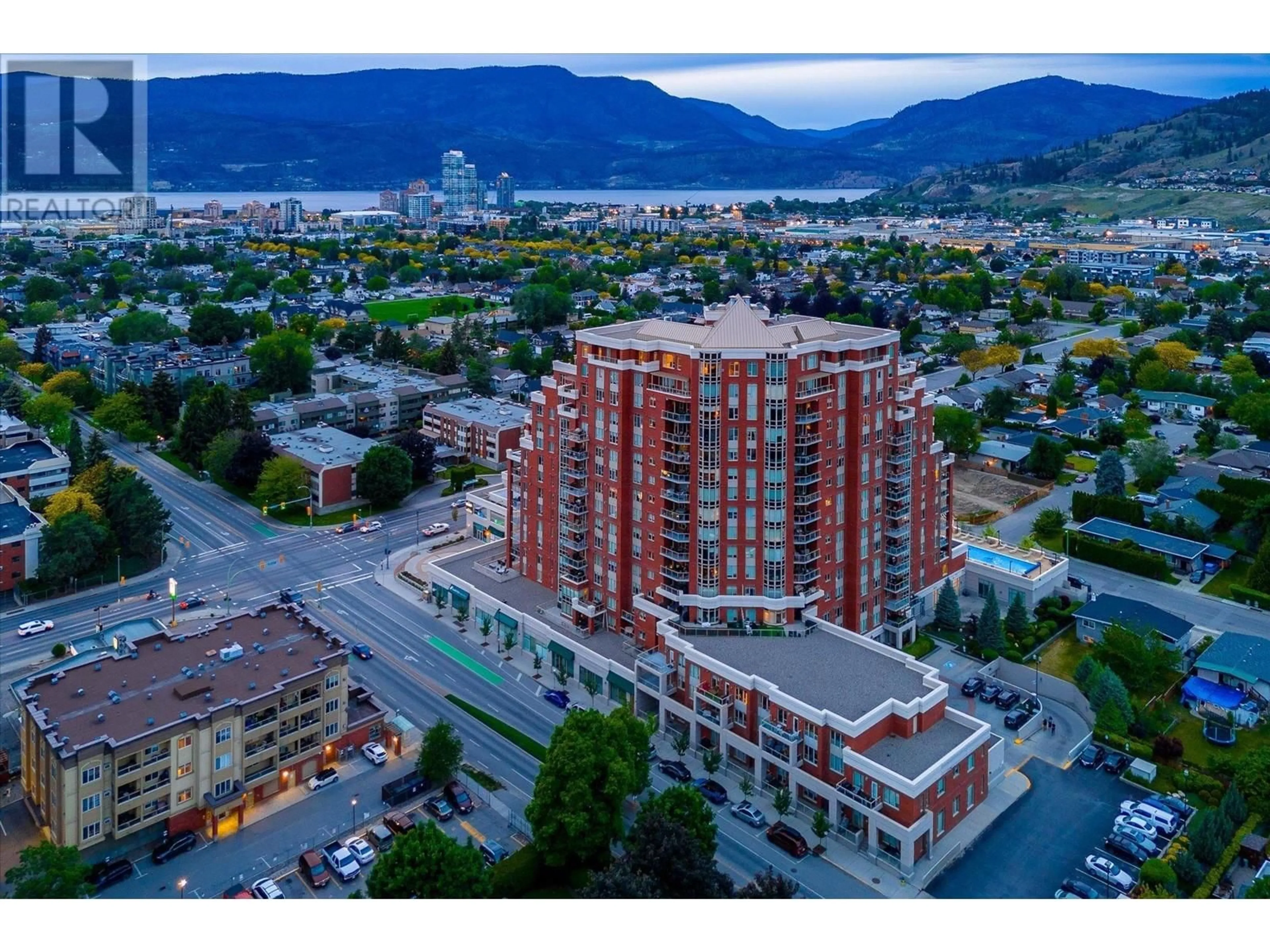 A pic from outside/outdoor area/front of a property/back of a property/a pic from drone, unknown for 1207 - 1160 BERNARD AVENUE, Kelowna British Columbia V1Y6R2