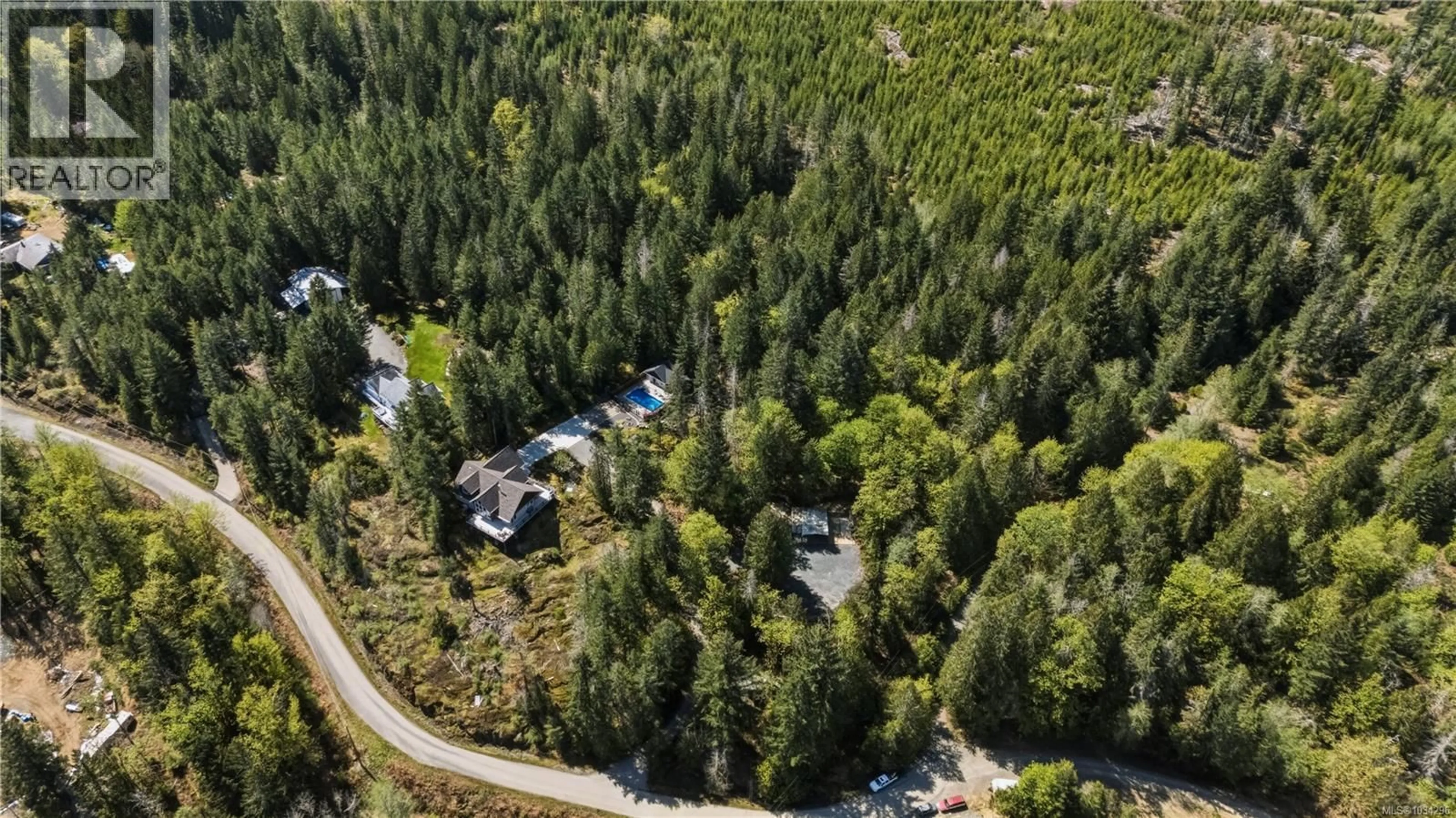 A pic from outside/outdoor area/front of a property/back of a property/a pic from drone, forest/trees view for 5070 KATHERINE DRIVE, Port Alberni British Columbia V9Y9E4