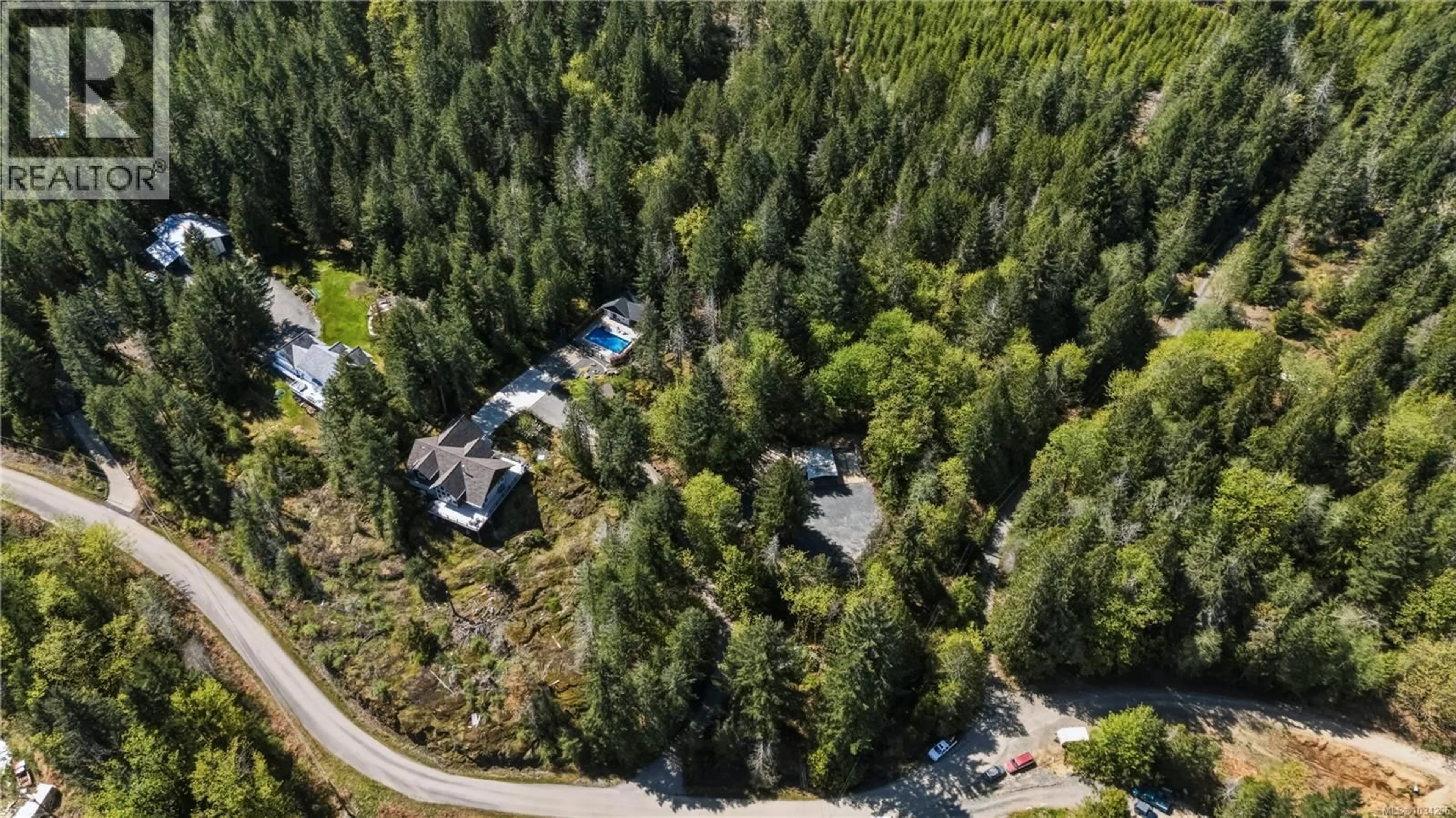 A pic from outside/outdoor area/front of a property/back of a property/a pic from drone, forest/trees view for 5070 KATHERINE DRIVE, Port Alberni British Columbia V9Y9E4