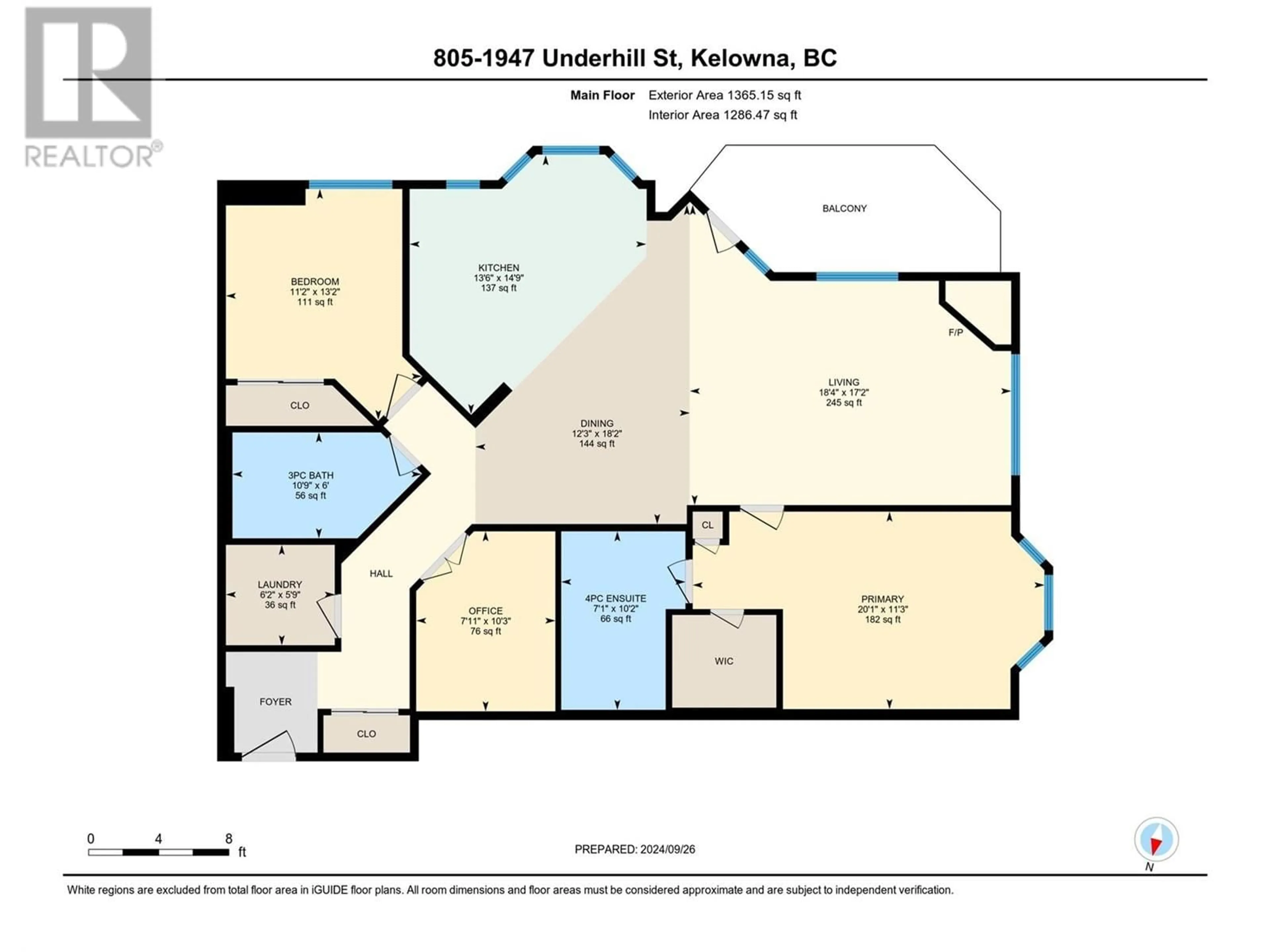 Floor plan for 805 - 1947 UNDERHILL STREET, Kelowna British Columbia V1X7X5