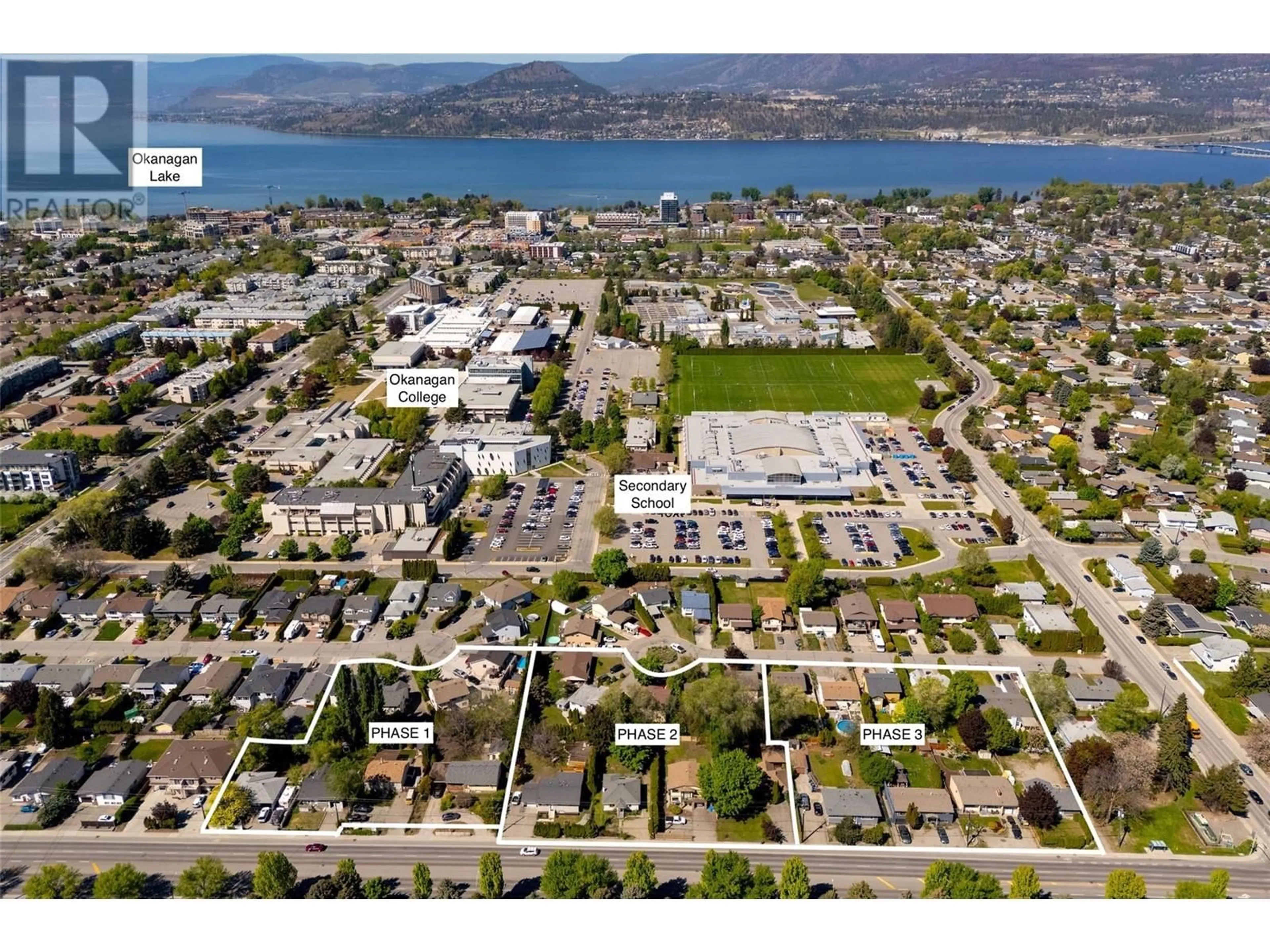 A pic from outside/outdoor area/front of a property/back of a property/a pic from drone, street for 2900 GORDON DRIVE, Kelowna British Columbia V1W3R3
