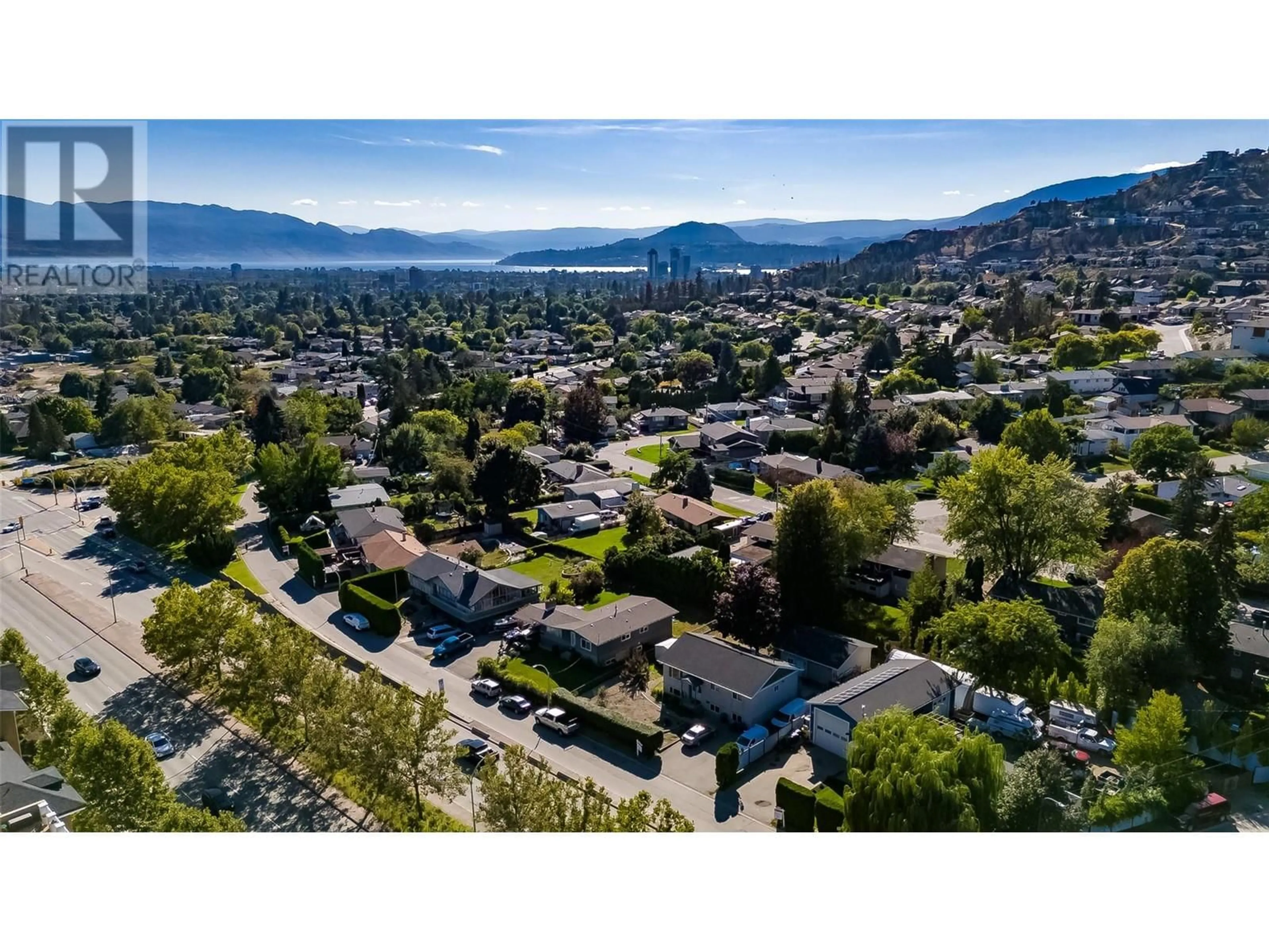 A pic from outside/outdoor area/front of a property/back of a property/a pic from drone, mountain view for 707 GLENBURN STREET, Kelowna British Columbia V1Y4G4