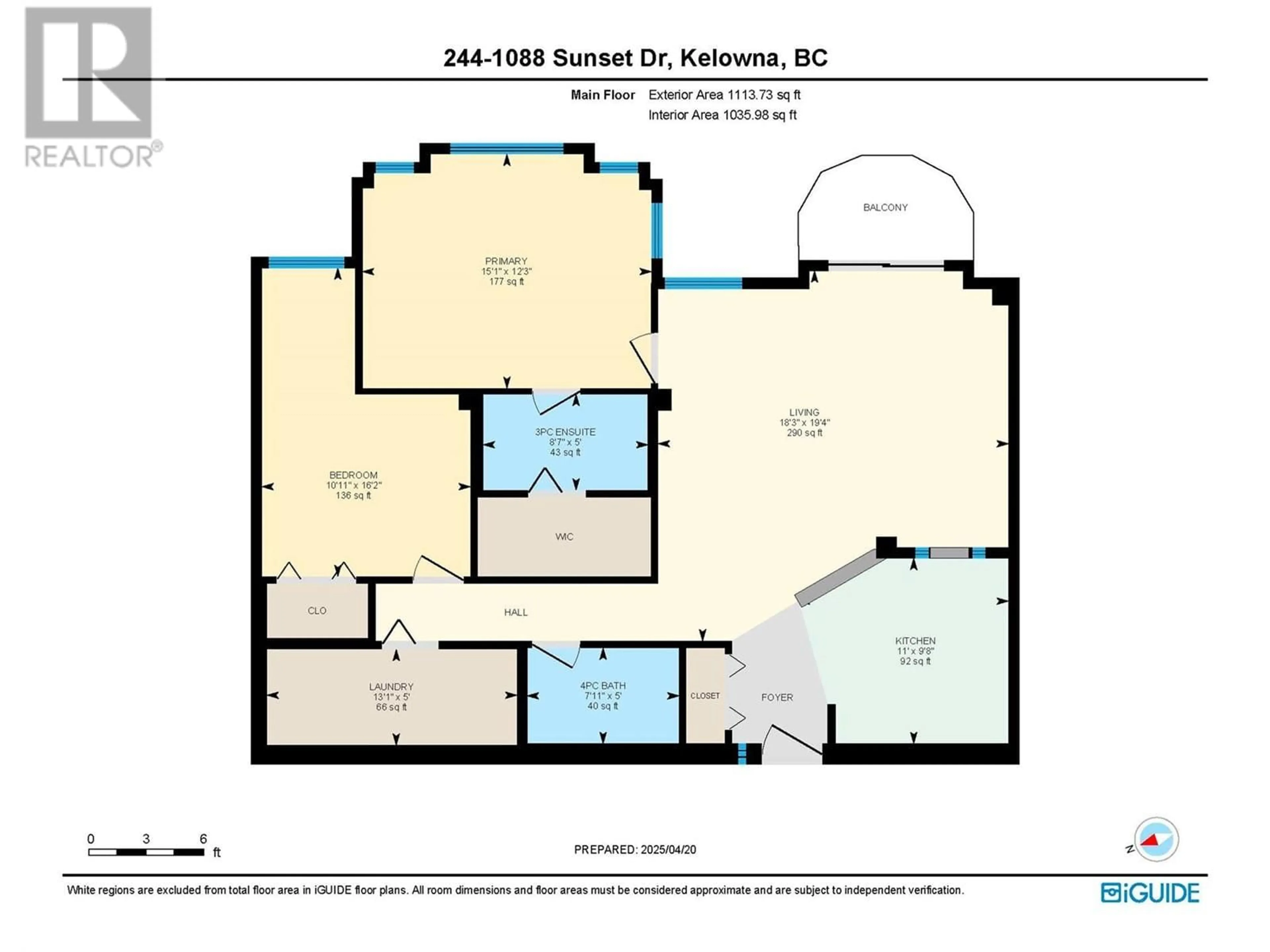 Floor plan for 244 - 1088 SUNSET DRIVE, Kelowna British Columbia V1Y9W1