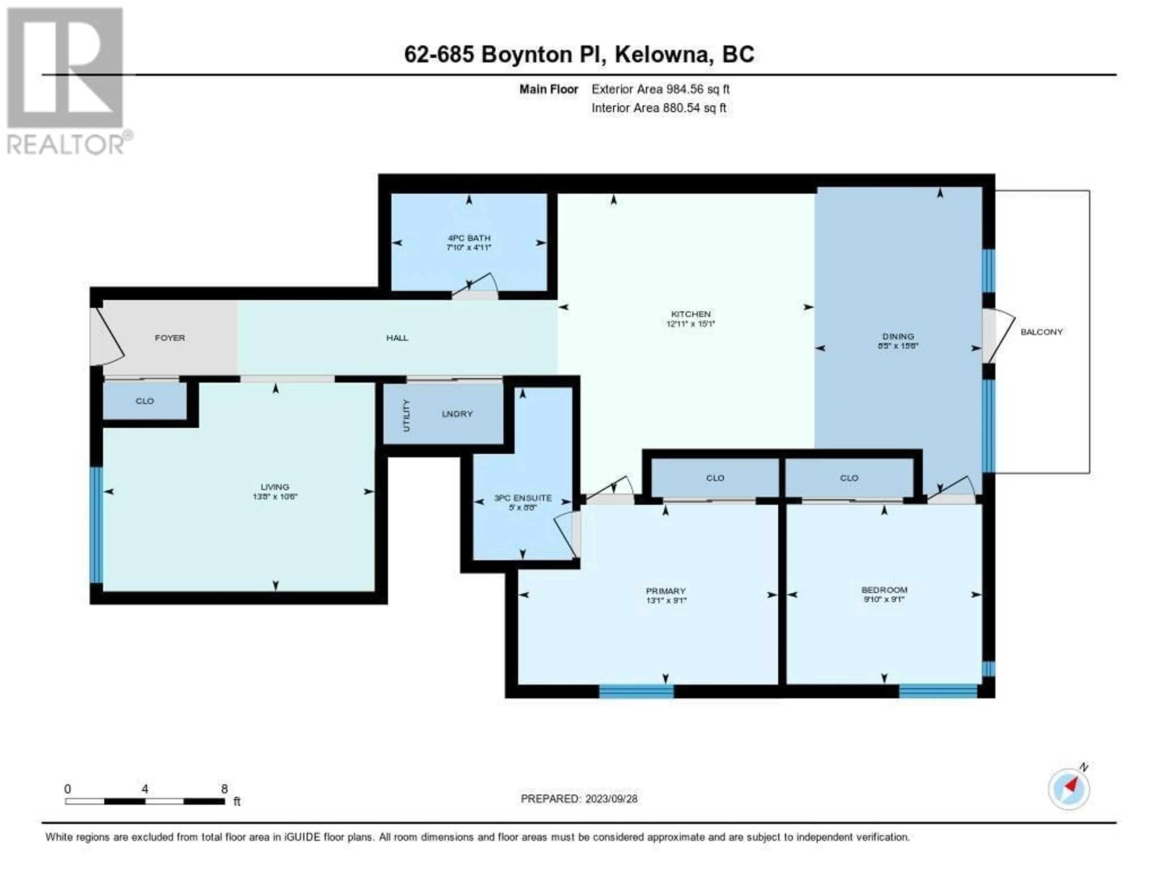 Floor plan for 62 - 685 BOYNTON PLACE, Kelowna British Columbia V1Y4C5