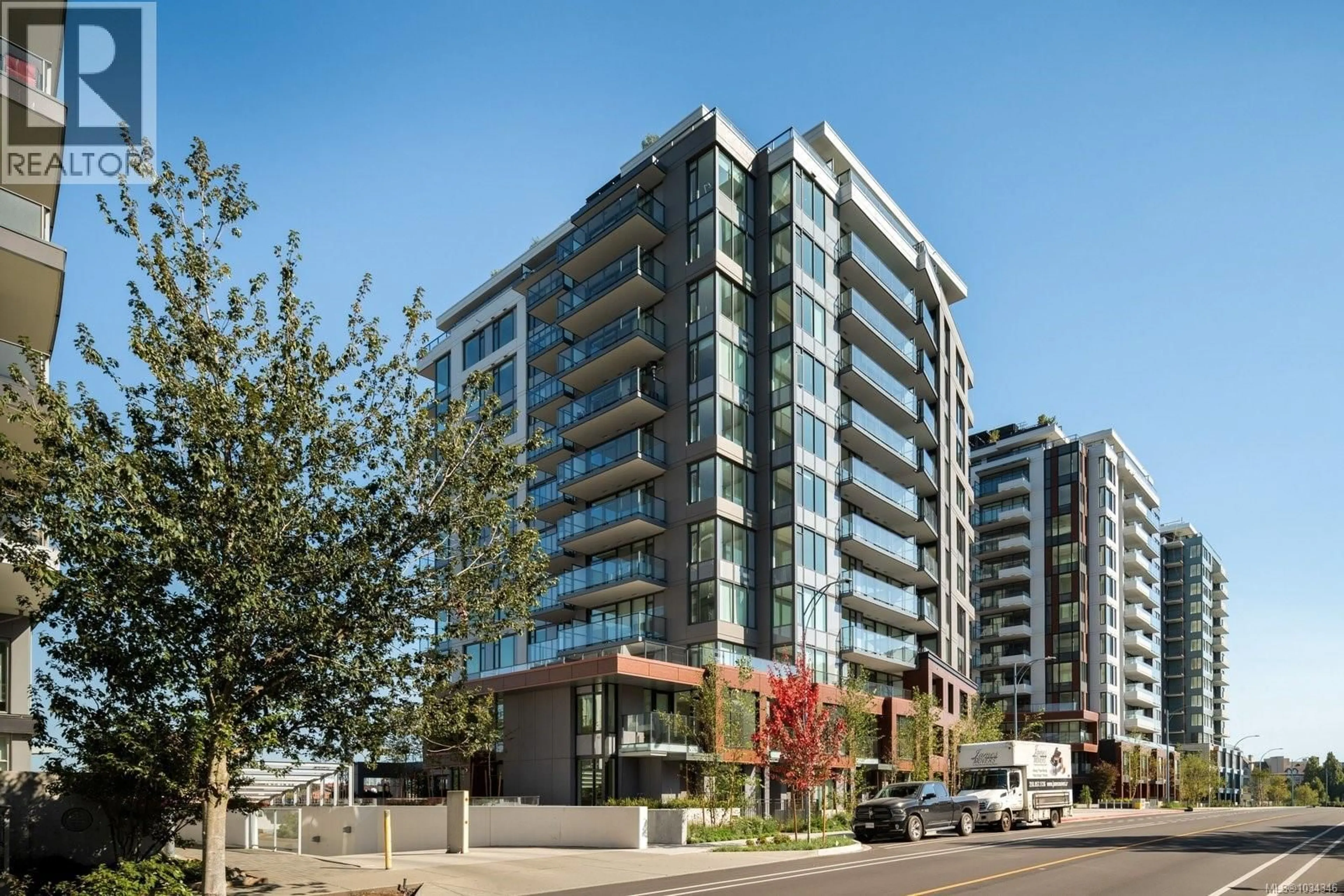 A pic from outside/outdoor area/front of a property/back of a property/a pic from drone, building for 801 - 369 TYEE ROAD, Victoria British Columbia V9A0B6